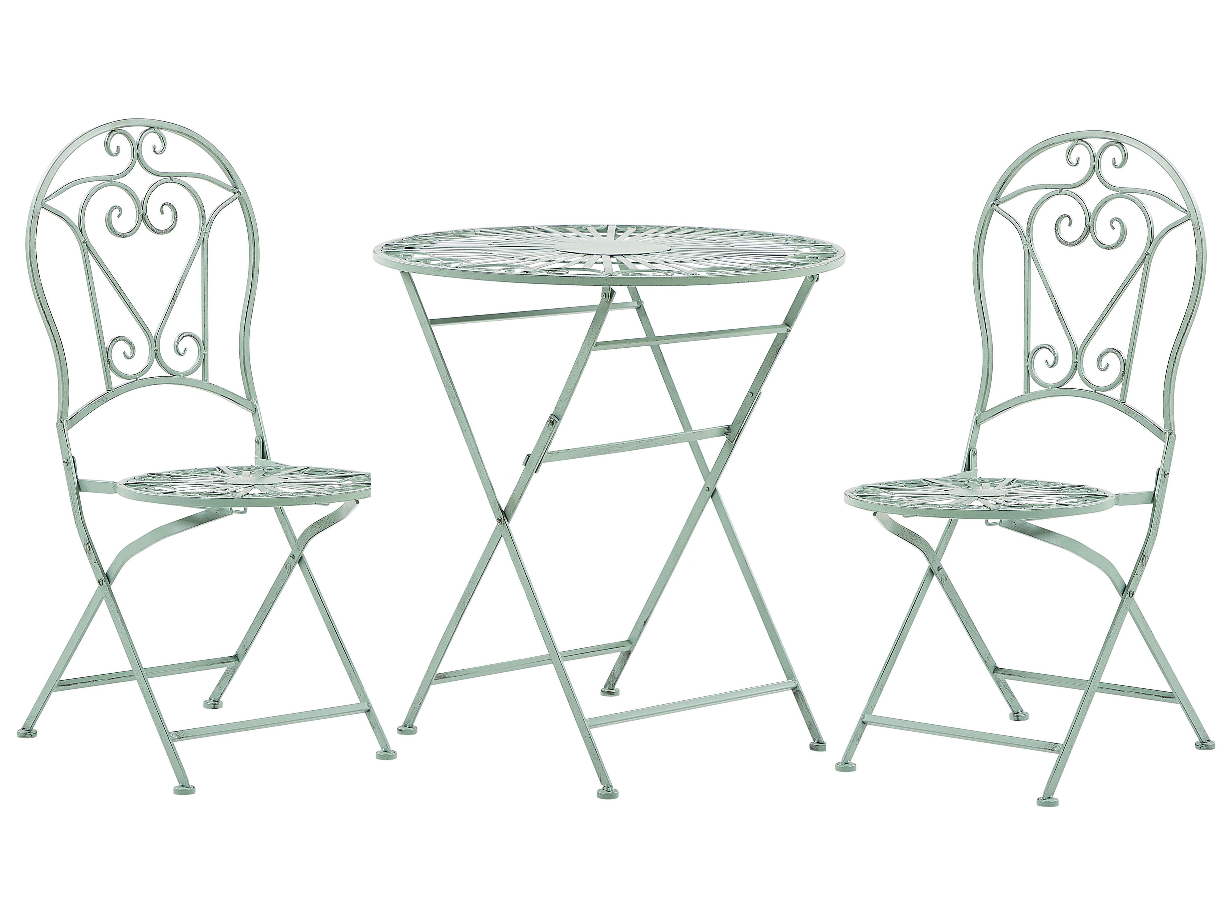 Bistro Set Folding TRENTO Metal Light Green