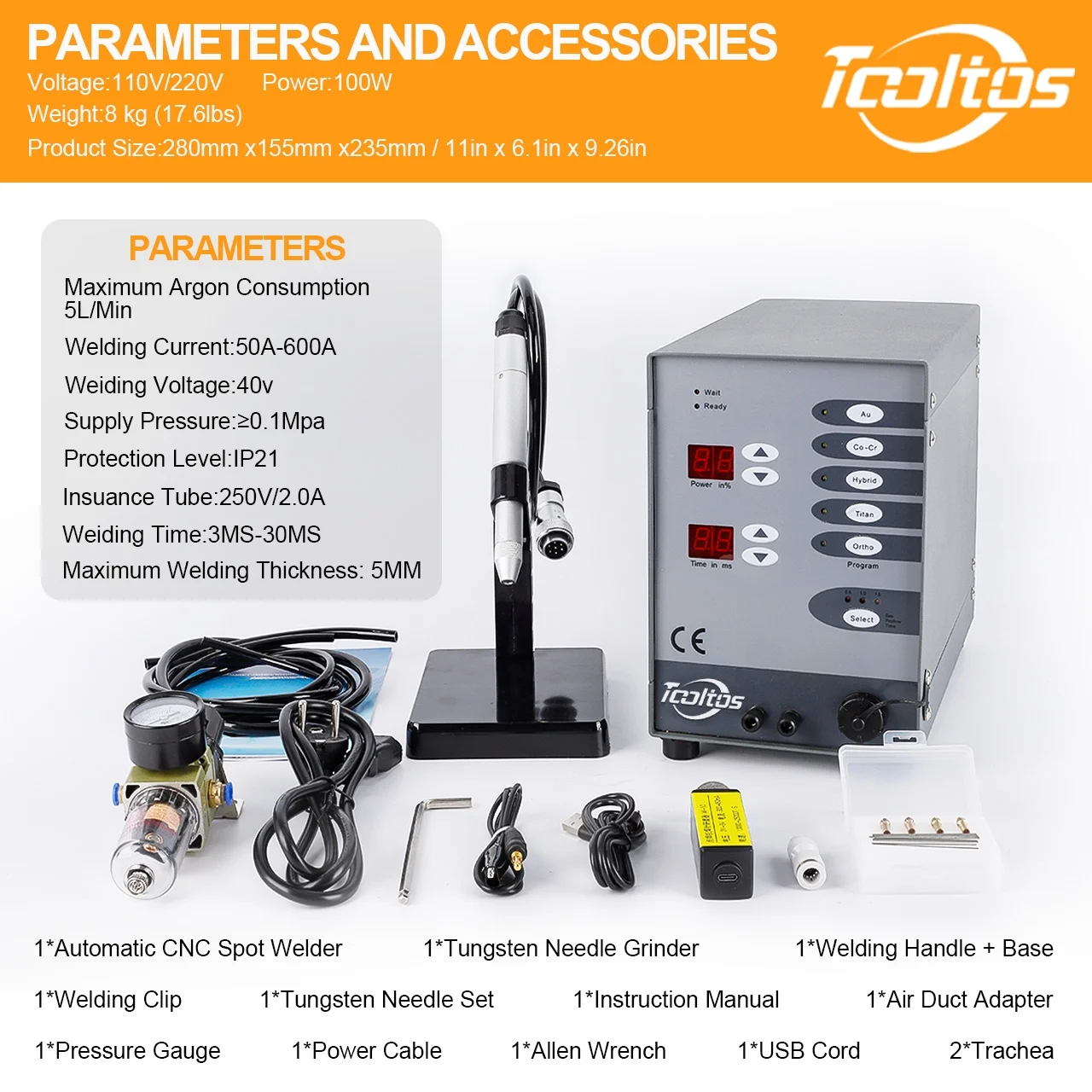 TOOLTOS Automatic CNC Spot Welding Machine, Handheld Welding Machine Portable for Metal, 110v / 60hz Permanent Jewelry Welder kits Weldable Solid. - Image 2