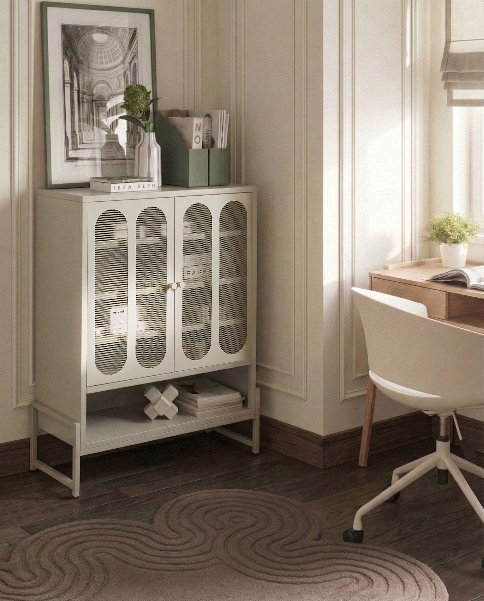 2 Door Sideboard SOLETTA Metal Beige