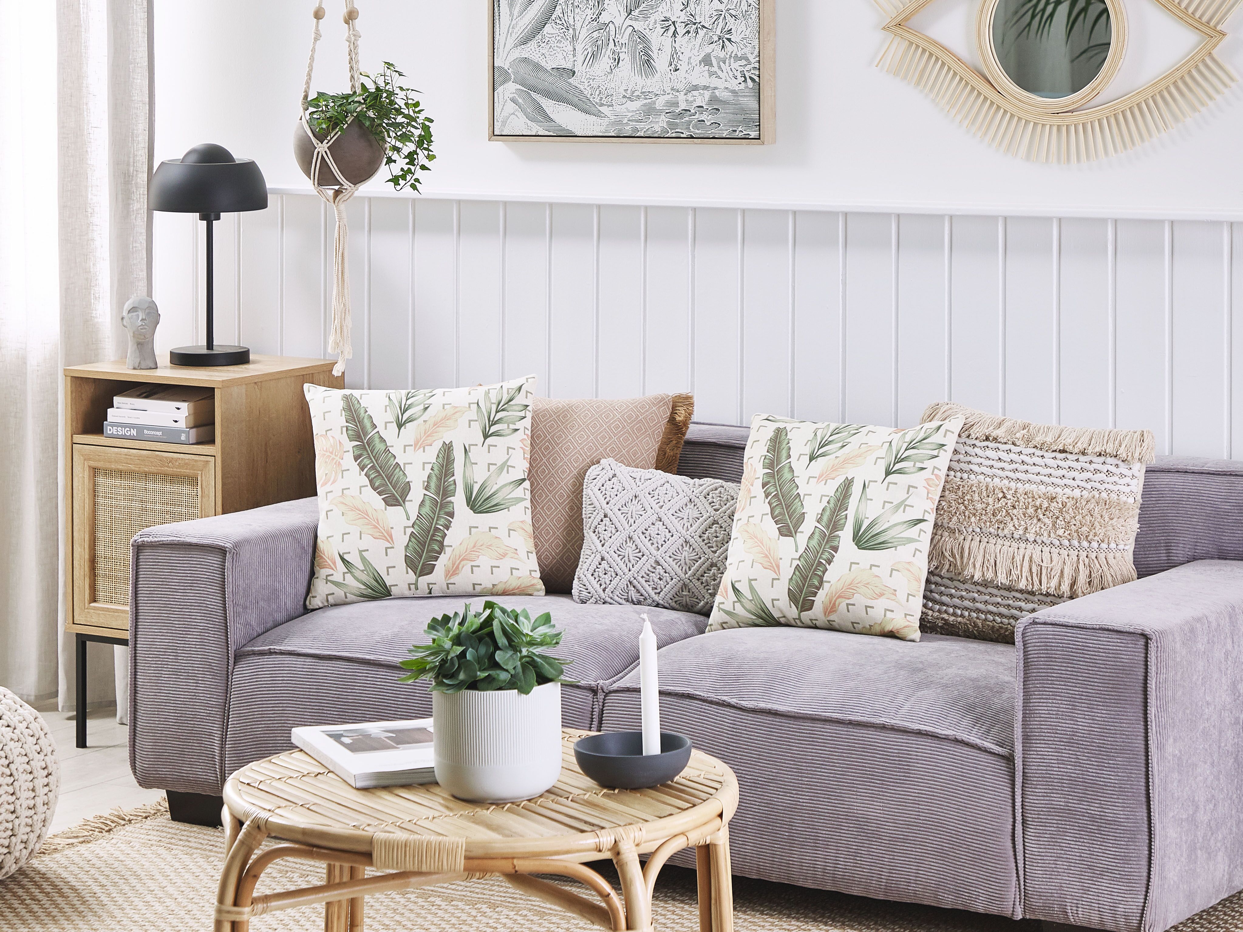 Set of 2 Decorative Cushions RHAPIS 45 x 45 cm Green Plant Pattern