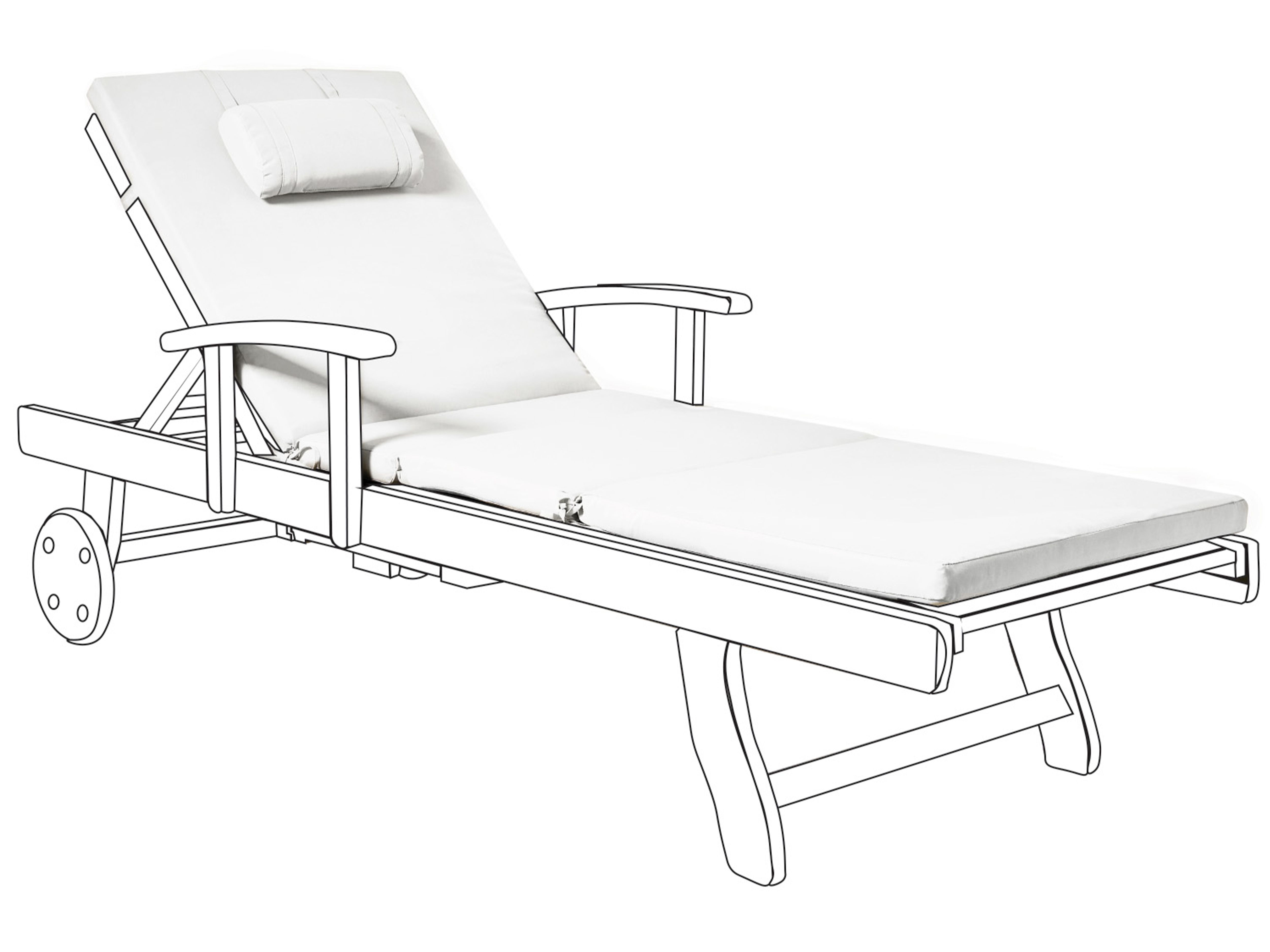 Sun Lounger Pad Cushion TOSCANA/JAVA/AMANTEA PREMIUM 189 x 58 cm Off-White