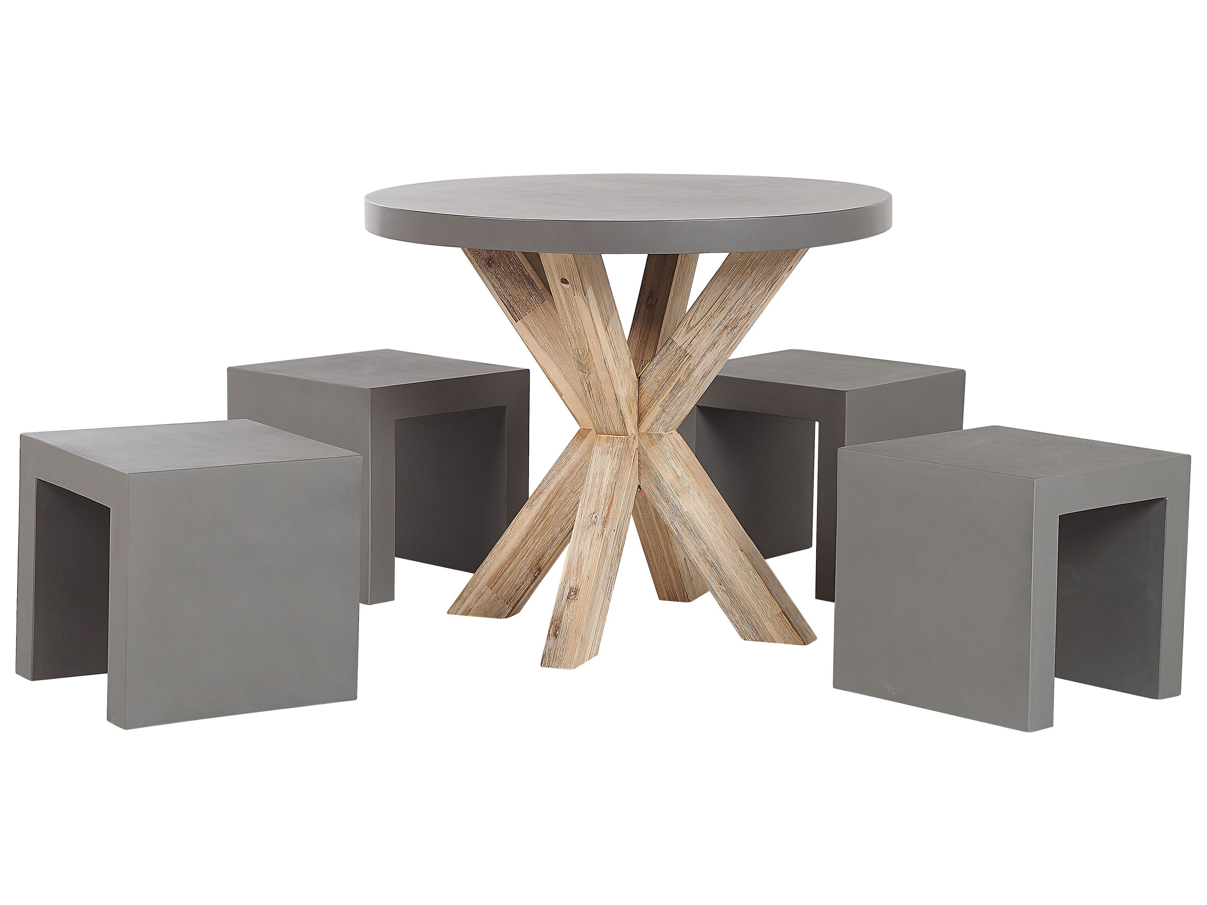 Garden Dining Set with Stools 4 Seater OLBIA/TARANTO Concrete Grey