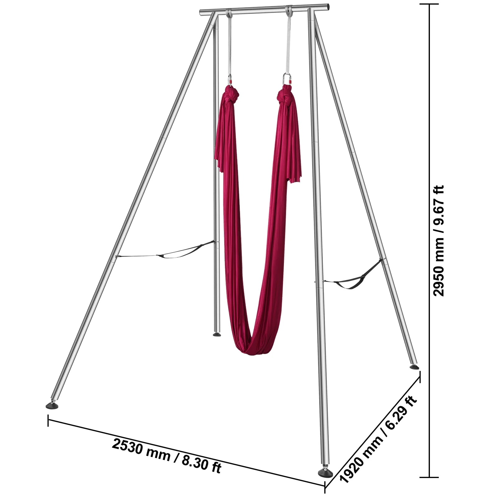 KFFKFF 551.15 lbs Yoga Swing Stand Hammock Aerial Silk Kit Load Yoga Frame Red - Image 6