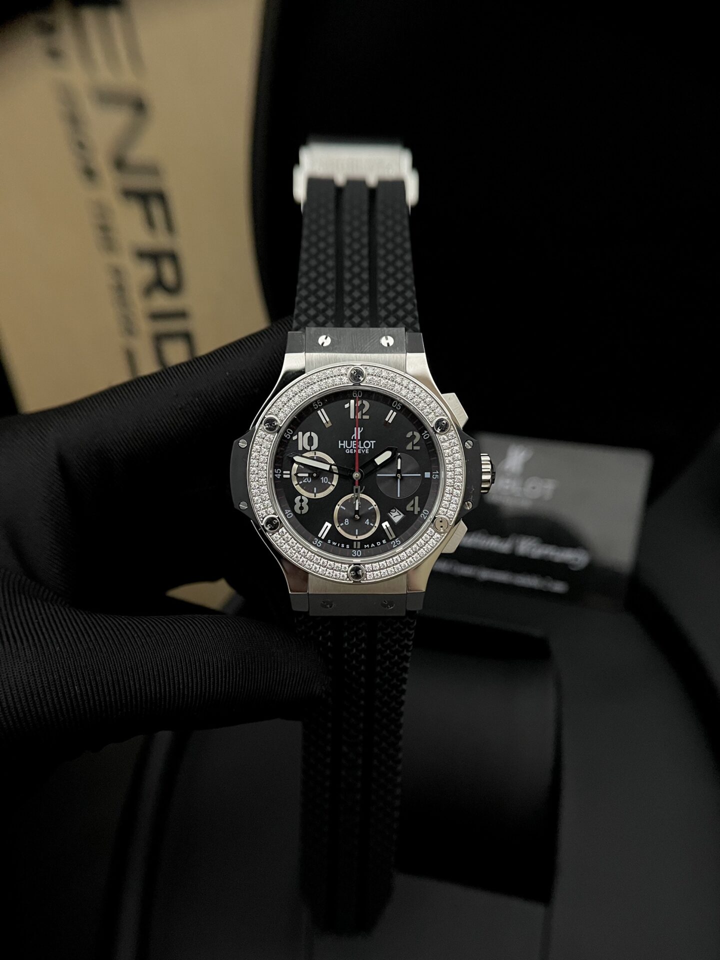 Hublot Big Bang Men s High Quality Replica Diamond Watch Rubber Strap 44mm - Top club