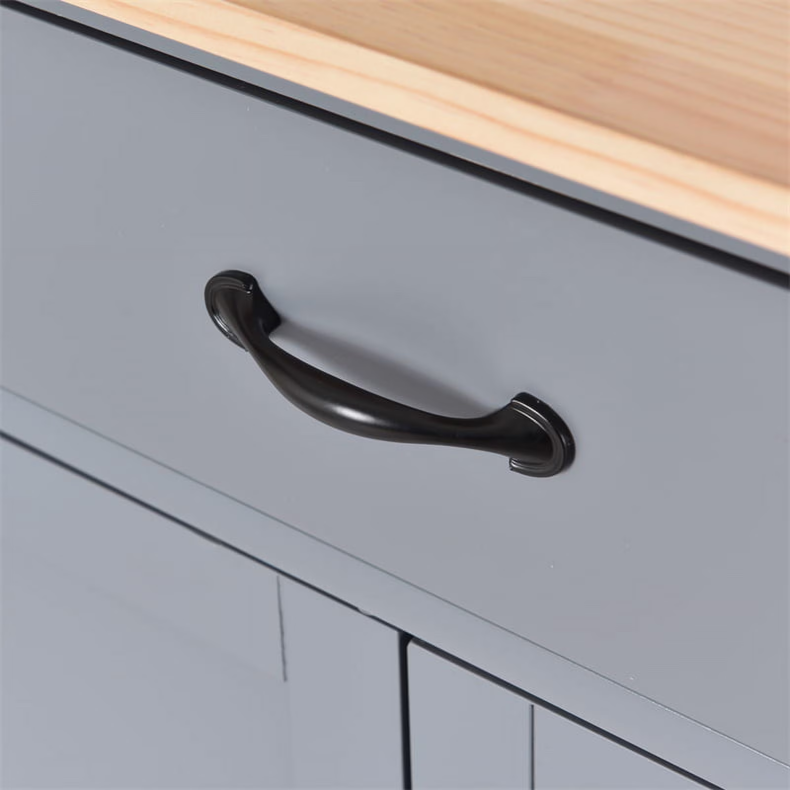 Kitchen Storage Islands&Carts with Solid Wood Top and Locking Wheels, Kitchen Island Cart with 4 Door Cabinet and Two Drawers, Kitchen Cabinets for Kitchen and Dining Room, Green - Image 5