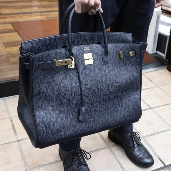 Hermes birking replica purse 40 Black Togo Leather with Gold Hardware