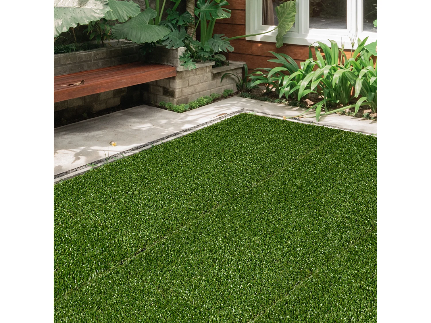 Gazon synthétique artificiel set de 10 dalles carreaux 30 x 30 cm épaisseur confort 3 cm à emboîter vert