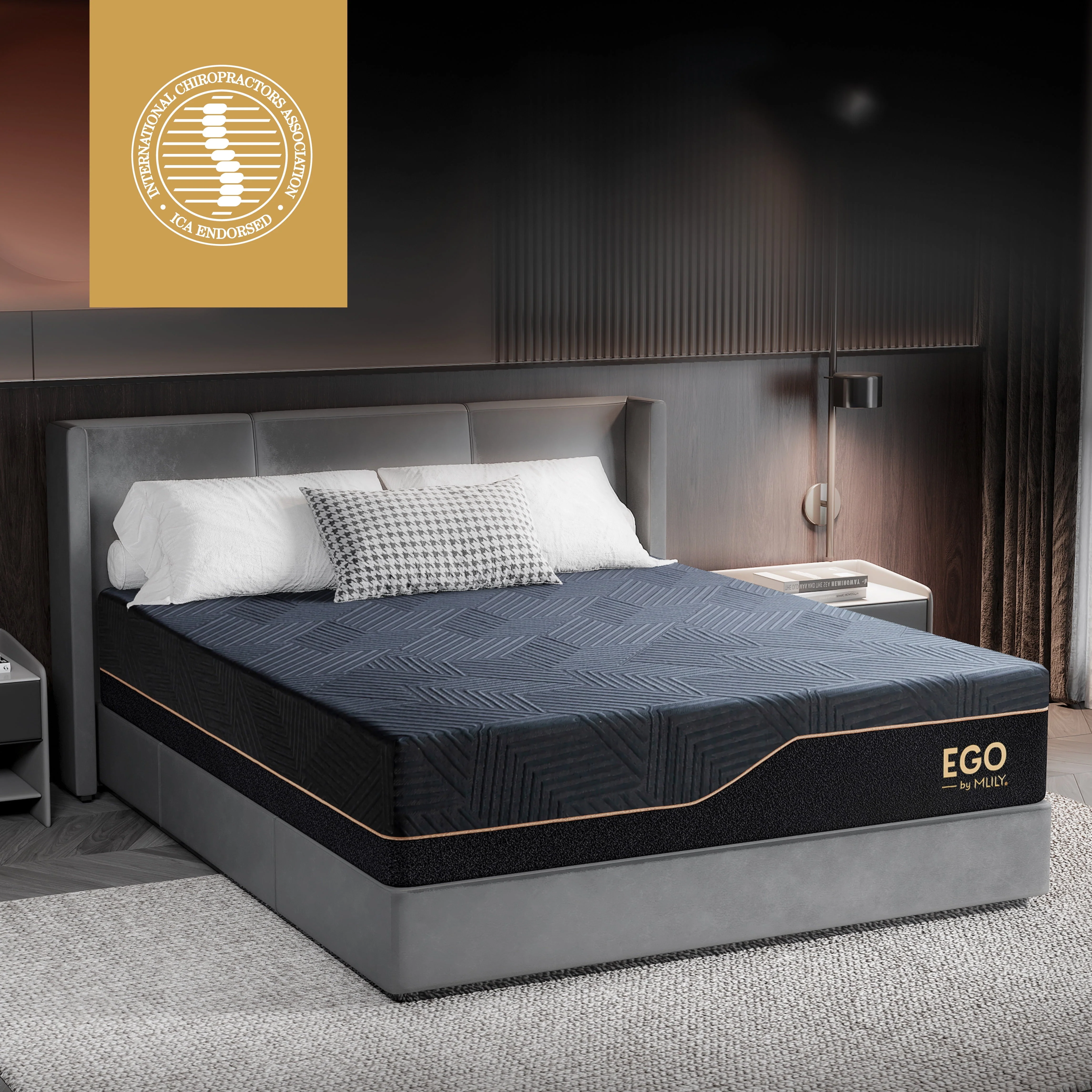 MLILY Ego Black 14 inch Queen Mattress, Cooling Gel Memory Foam Mattress in a box, Queen, Medium - Image 3