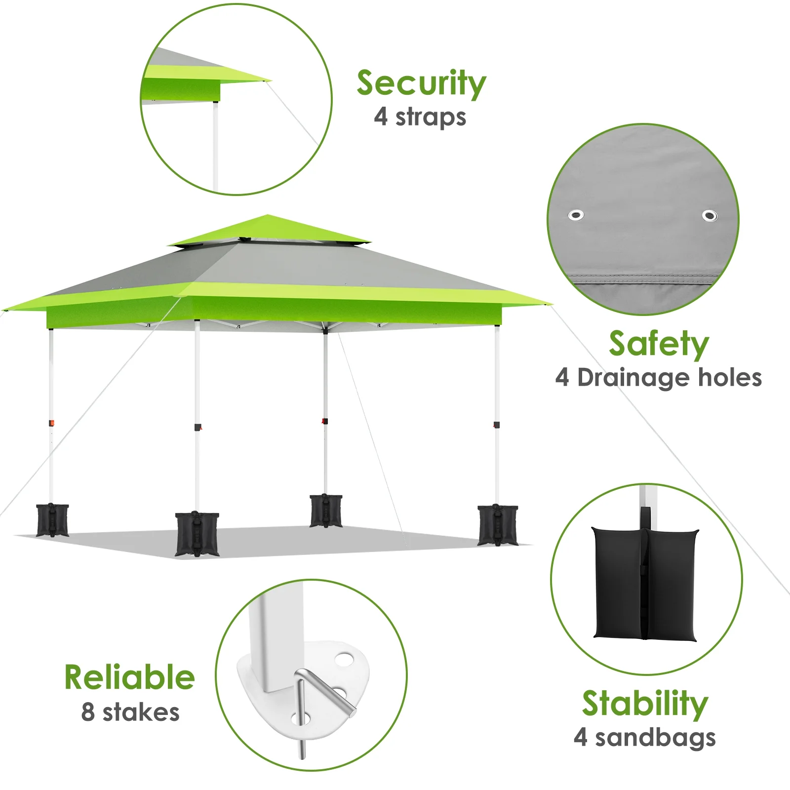 Pirecart 12' x 12' Pop-up Canopy Tent Waterproof Outdoor Gazebo Shelter with Wheeled Bag, Instand Canopy , White - Image 19