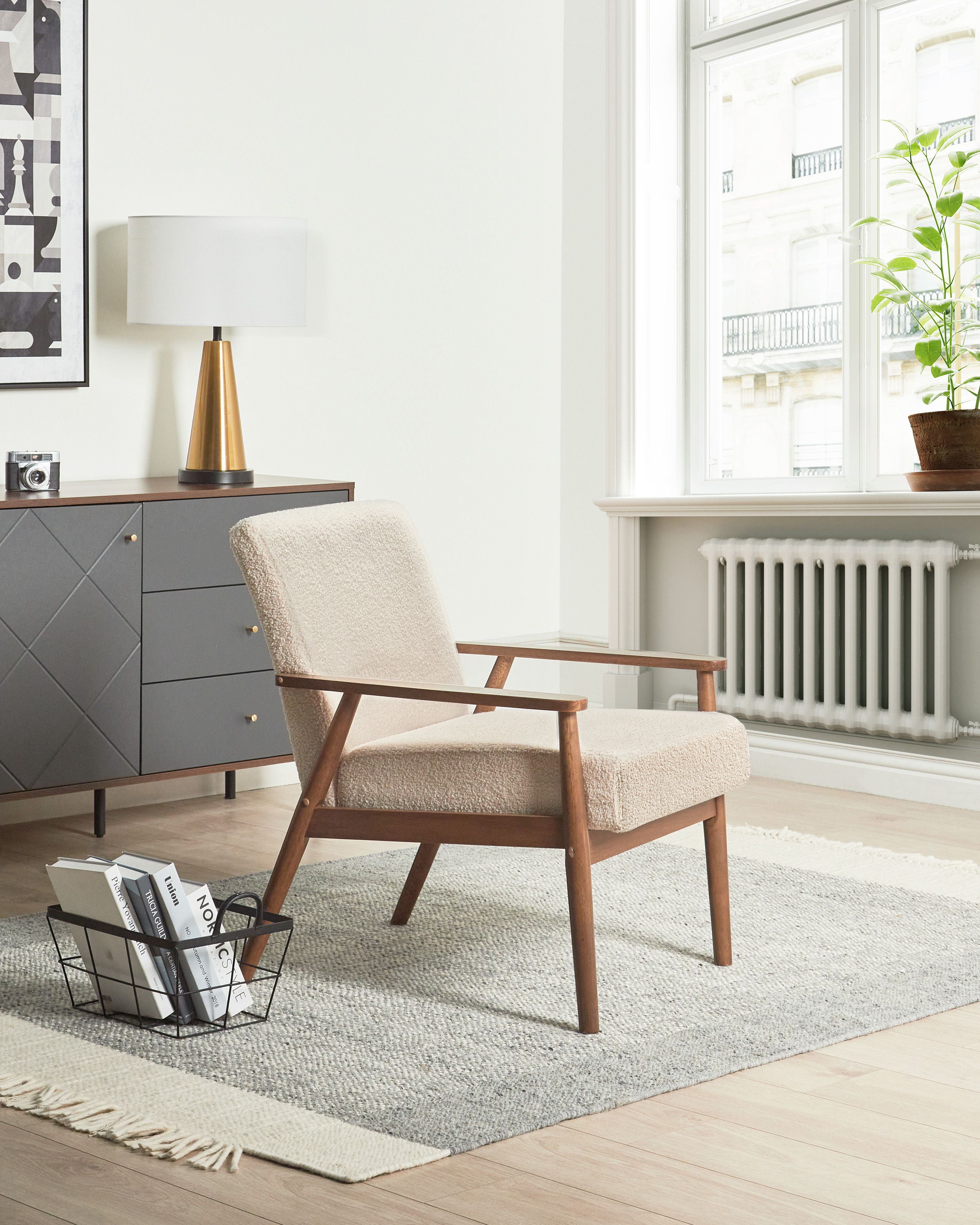Armchair ESRUM Boucle Dark Brown/ Beige