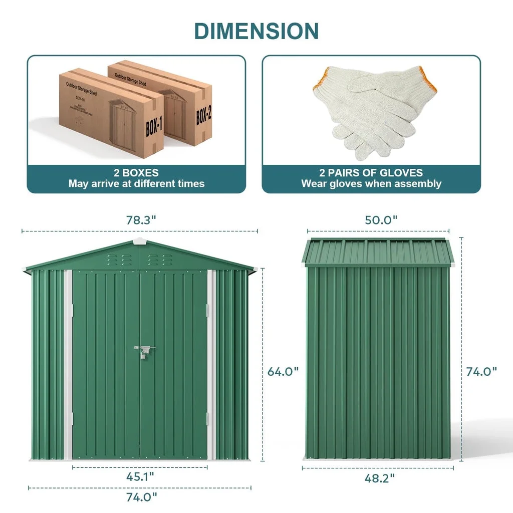 6' x 4' Outdoor Storage Shed on Sale, Aiho Shed & Outdoor Storage Clearance, Metal Storage Shed for Outside, Backyard, Garden & Patio - Dark Gray - Image 18