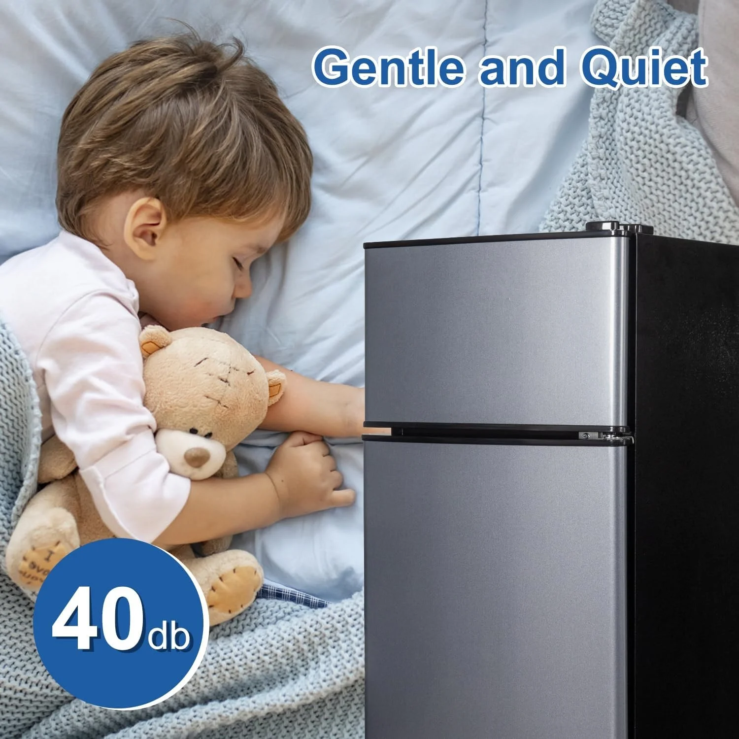 GGTB 2.5 Cu.Ft Compact Double Door Mini Fridge - Top Freezer & Bottom Refrigerator, 7-Level Precision Cooling | Ideal for Dorm, Bedroom, Office & Small Spaces - Image 6