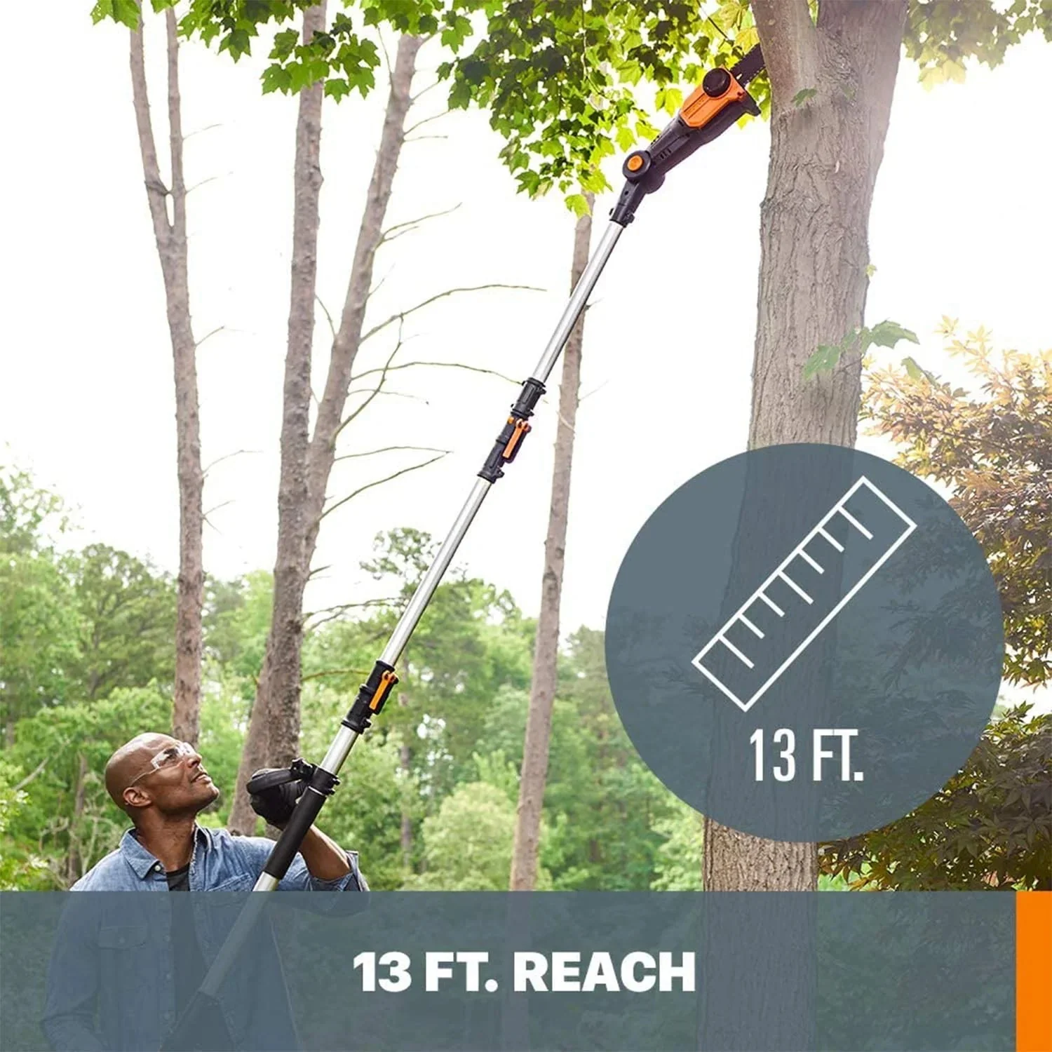 WORX 2-in-1 Cordless 8 Inch Pole Saw, Black And Orange - WG349 - Image 5 WORX 2-in-1 Cordless 8 Inch Pole Saw, Black And Orange - WG349 - Image 5