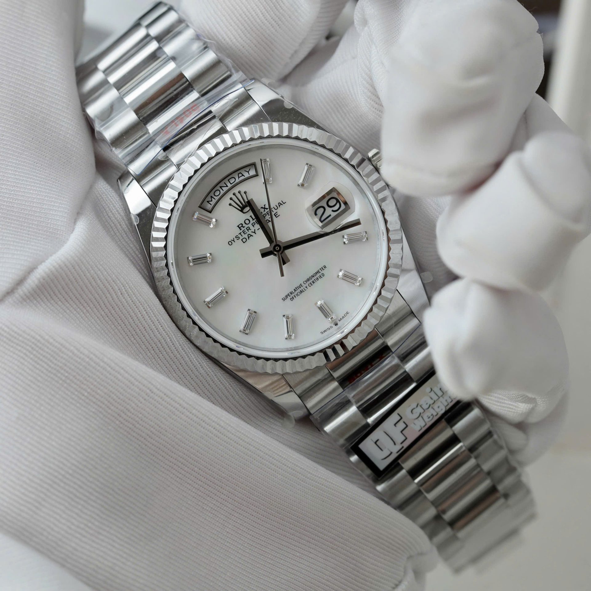 Rolex Day-Date 128236 MOP Dial Copies Watches Weight 158gram QF Factory 36mm - Elite Watch Atelier