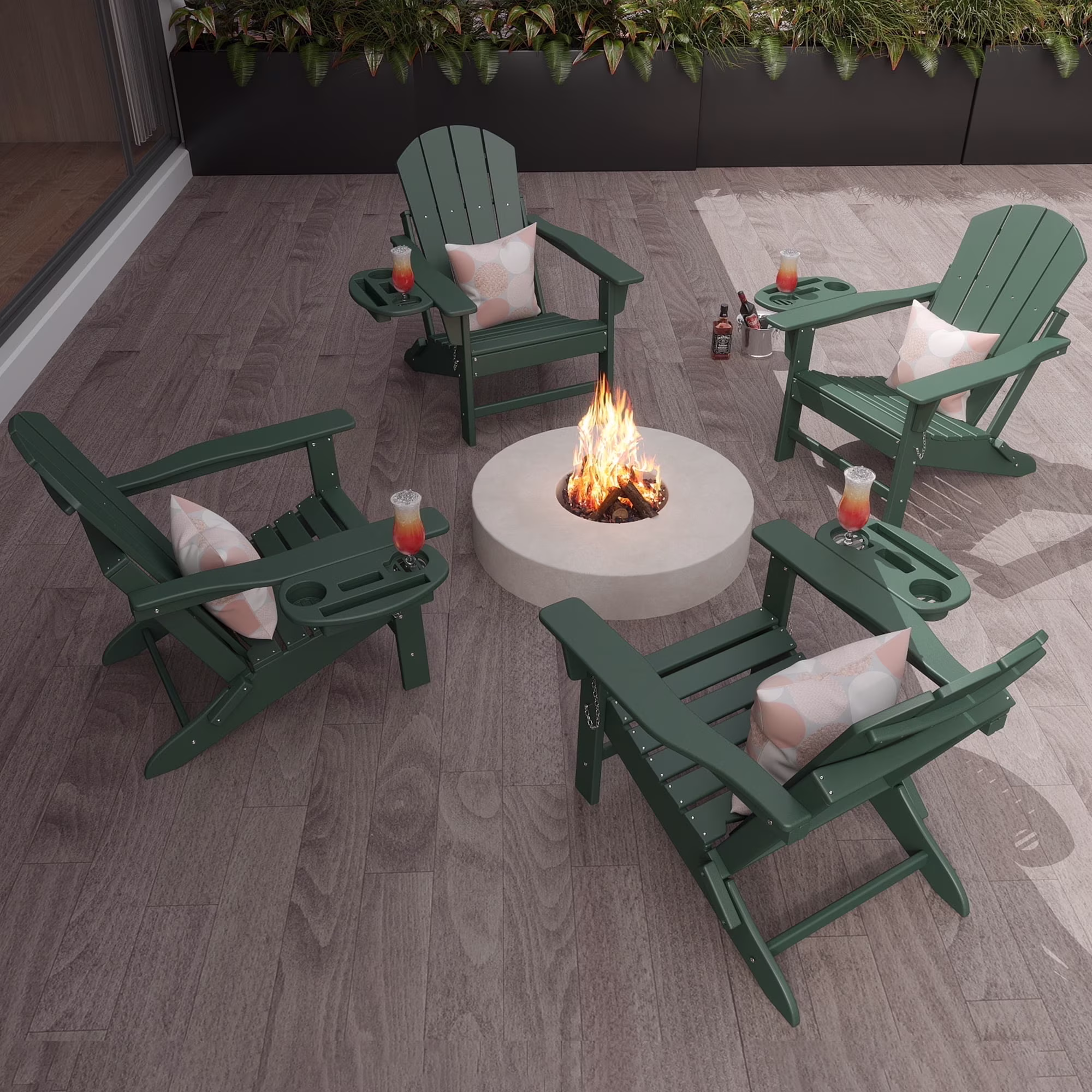 FOOWIN HDPE Plastic Adirondack Chairs Set of 4, Black - Image 11