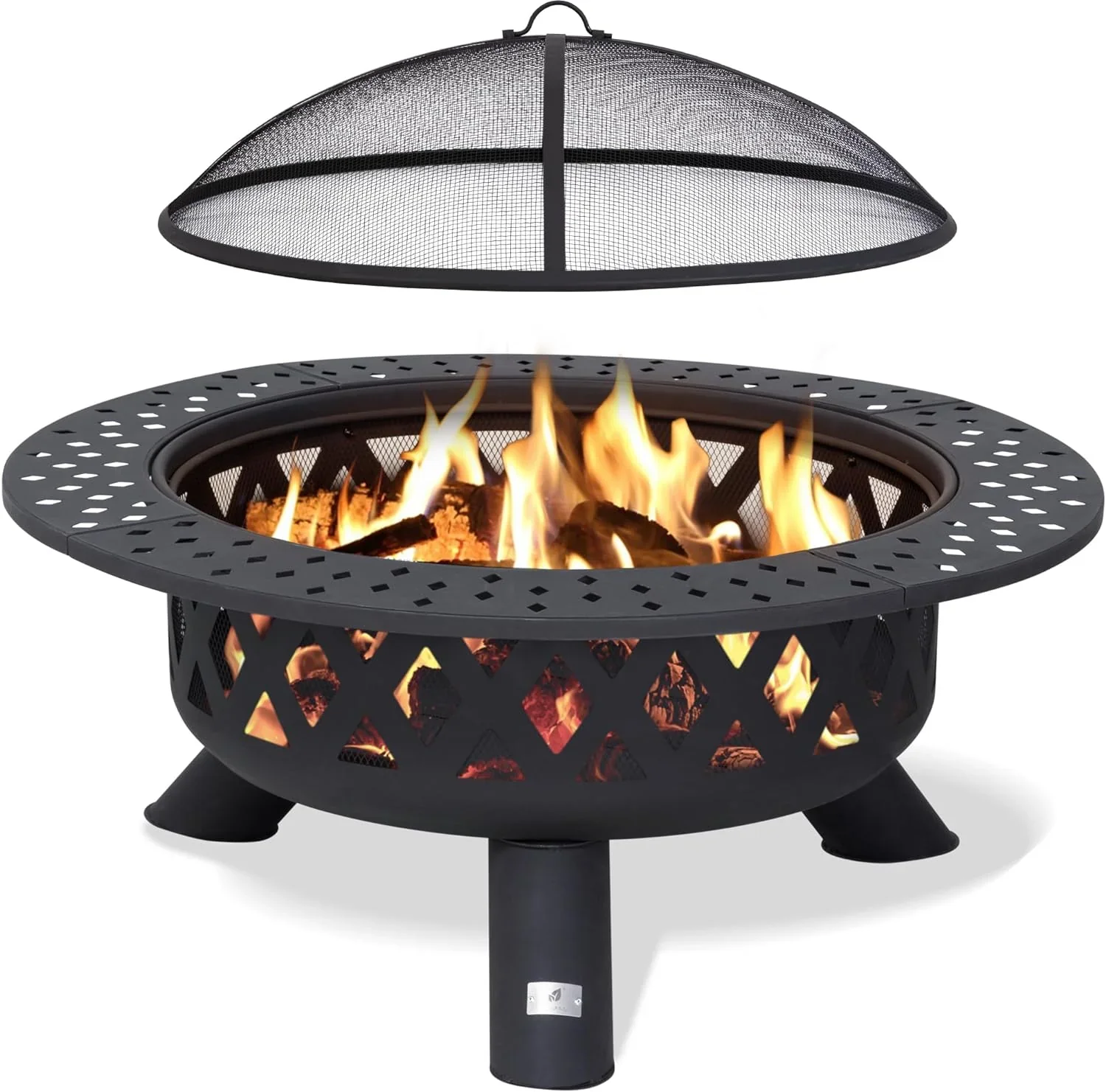 SUNCREAT 42-Inch Wood Burning Patio Fire Pit, Black, 42.1 Inch Diameter x 25.2 Inch High - Image 5 SUNCREAT 42-Inch Wood Burning Patio Fire Pit, Black, 42.1 Inch Diameter x 25.2 Inch High - Image 5