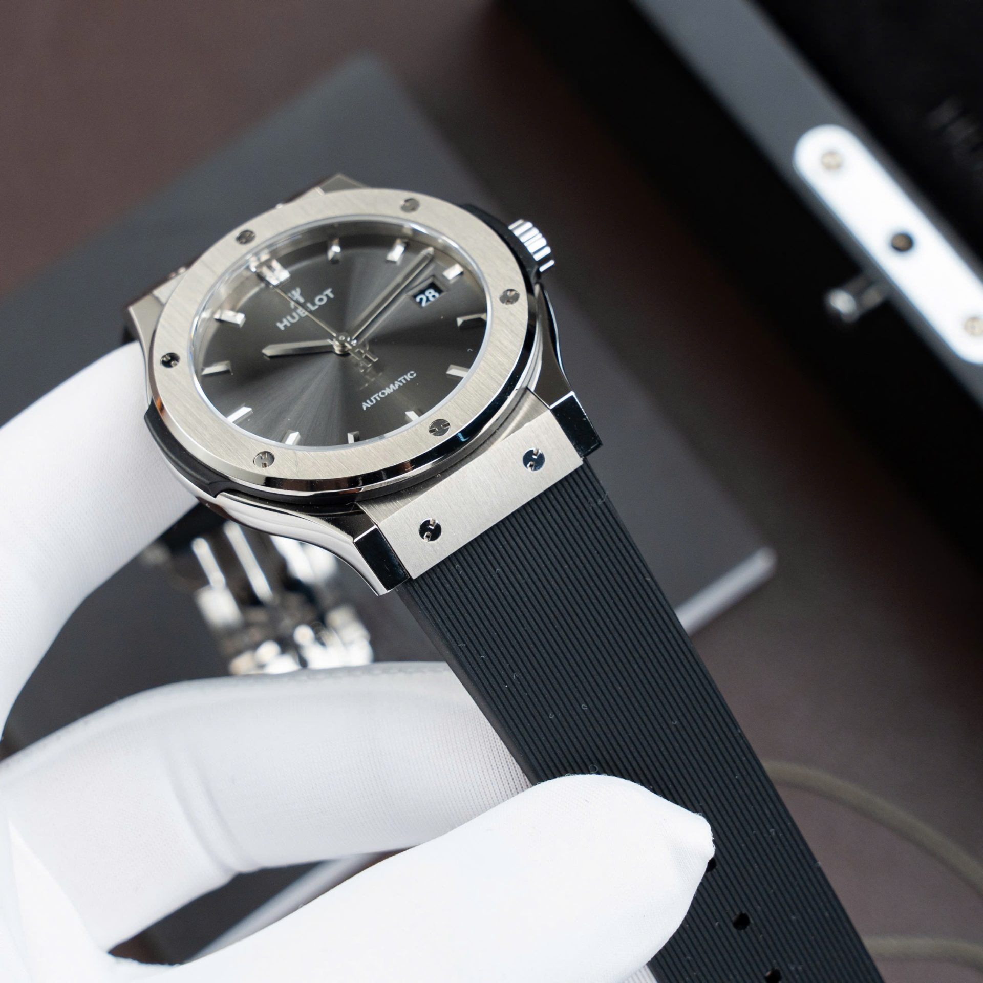 Hublot Classic Fusion Titanium Gray Dial Replica Watches Movement SW300 Rubber Strap 42mm - Top club