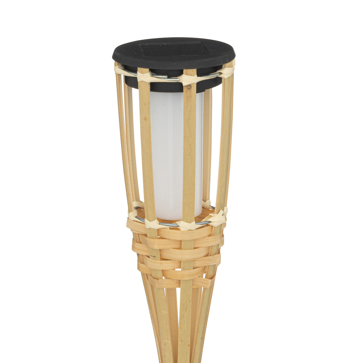 "Maceo" solar beacon Bamboo, H.70 cm