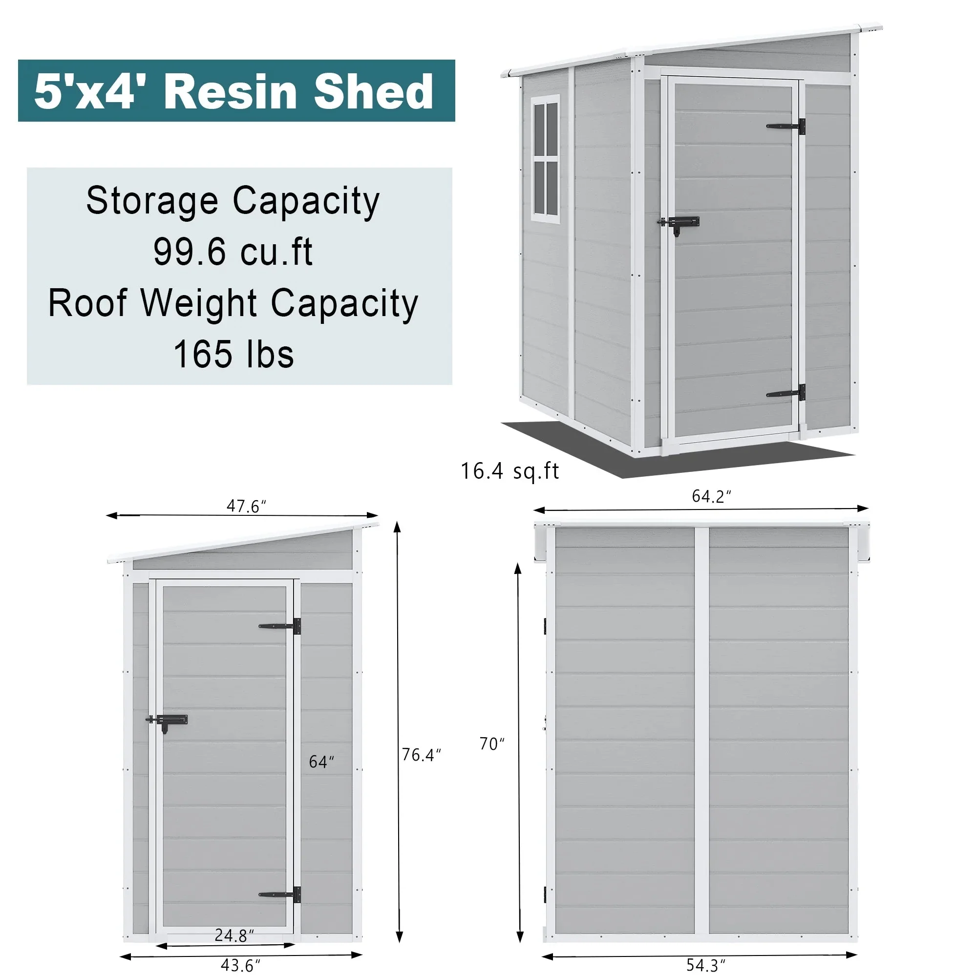 Seizeen Resin Outdoor Storage Shed With Floor, Light Gray, 82 in H - Image 21 Seizeen Resin Outdoor Storage Shed With Floor, Light Gray, 82 in H - Image 21