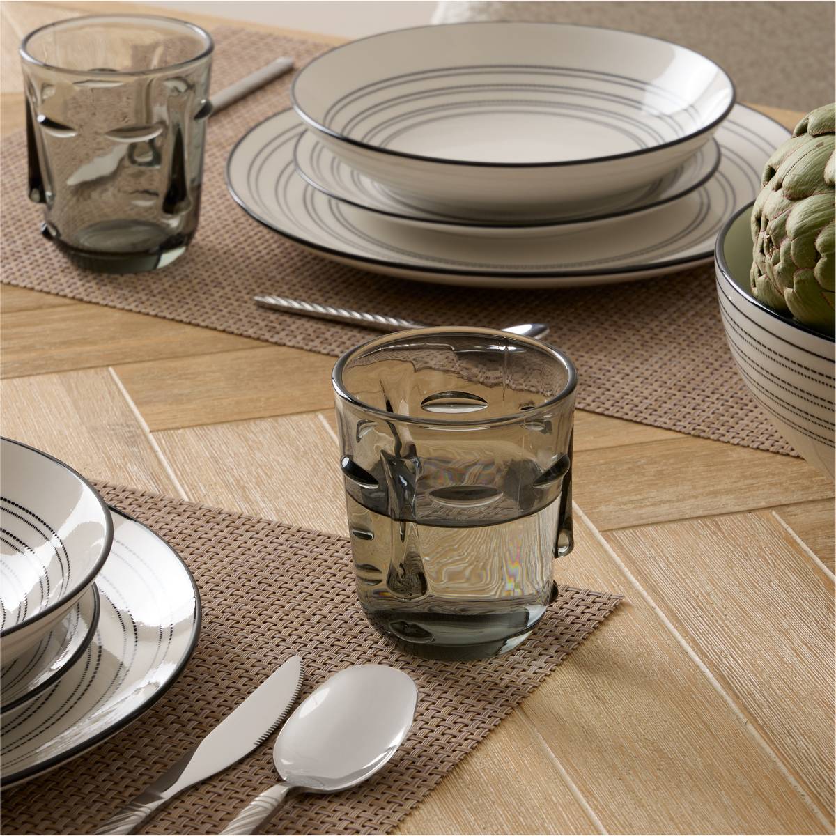 Set of 6 low tumblers "Visage" Glass, 300 ml, Transparent