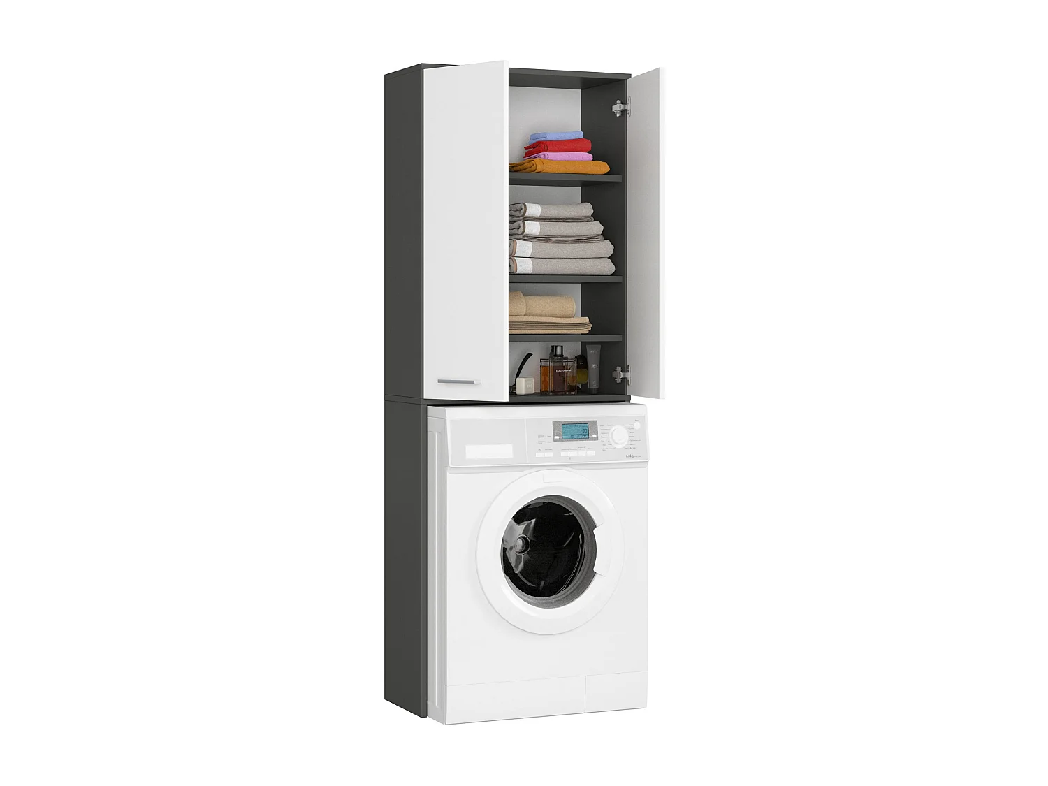Meuble de rangement pour machine à laver, 2 portes, 64 x 30 x 190 cm
