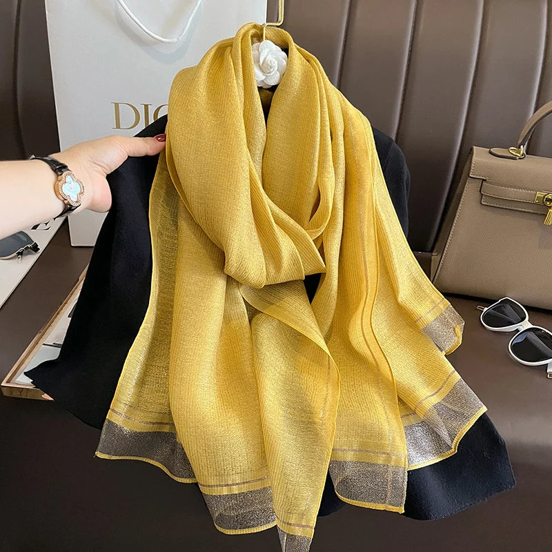 Luxe Zijde-Wollen Sjaal Dames - Warme Winter Wrap Met Bloemenprint