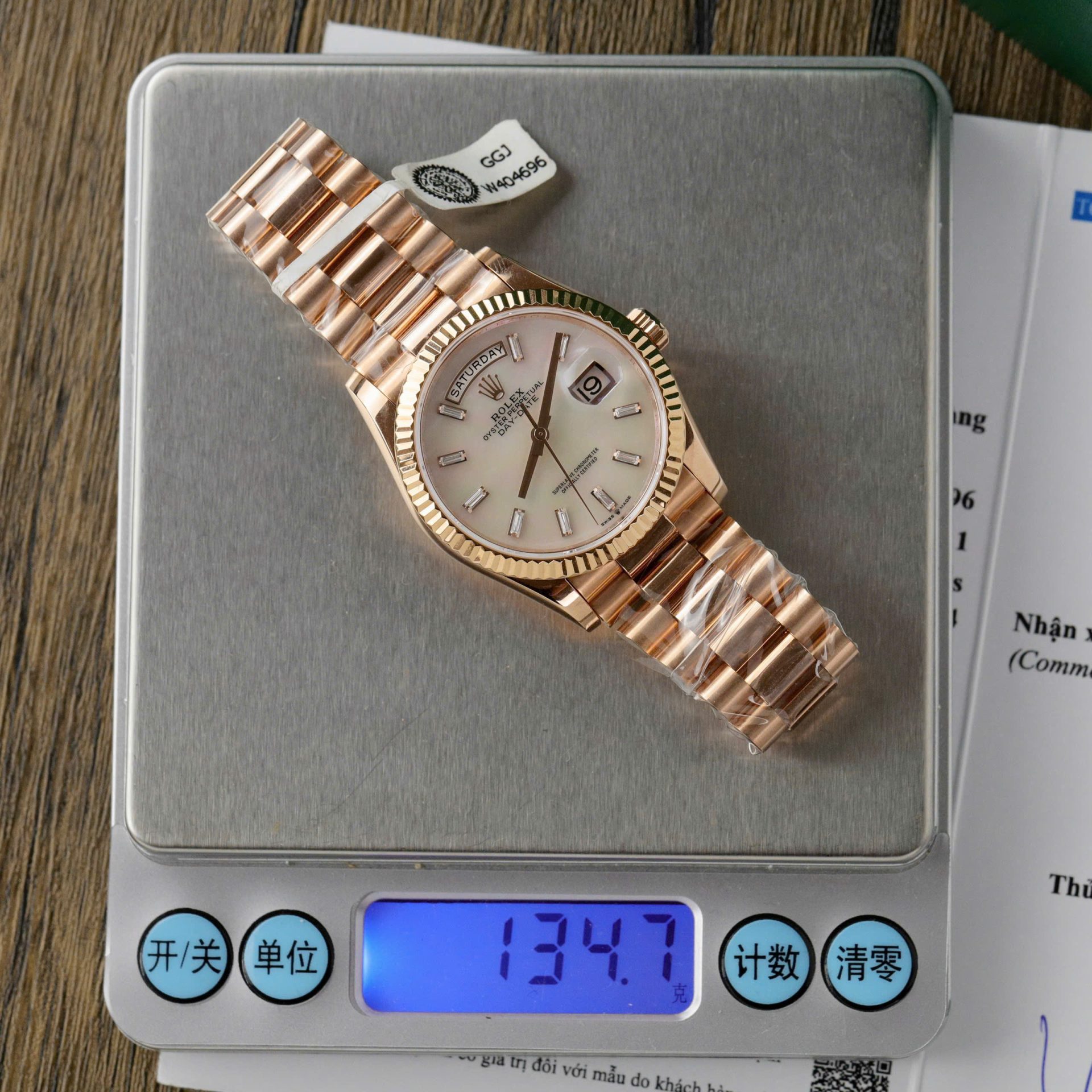 Rolex Day-Date Dial Mother Of Pearl Best Replica Watch Custom Gold Wrapped 36mm - Elite Watch Atelier