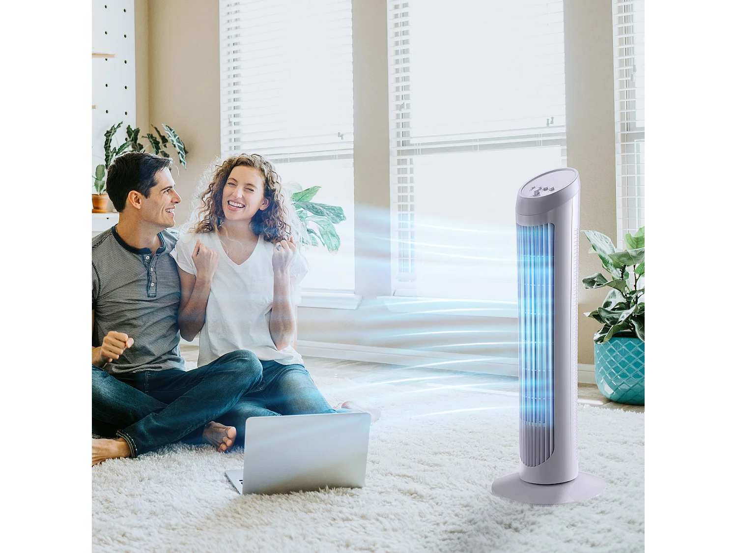 HOMCOM Ventilateur colonne tour oscillant silencieux 45 W 3 vitesses 27L x 27l x 75H cm blanc