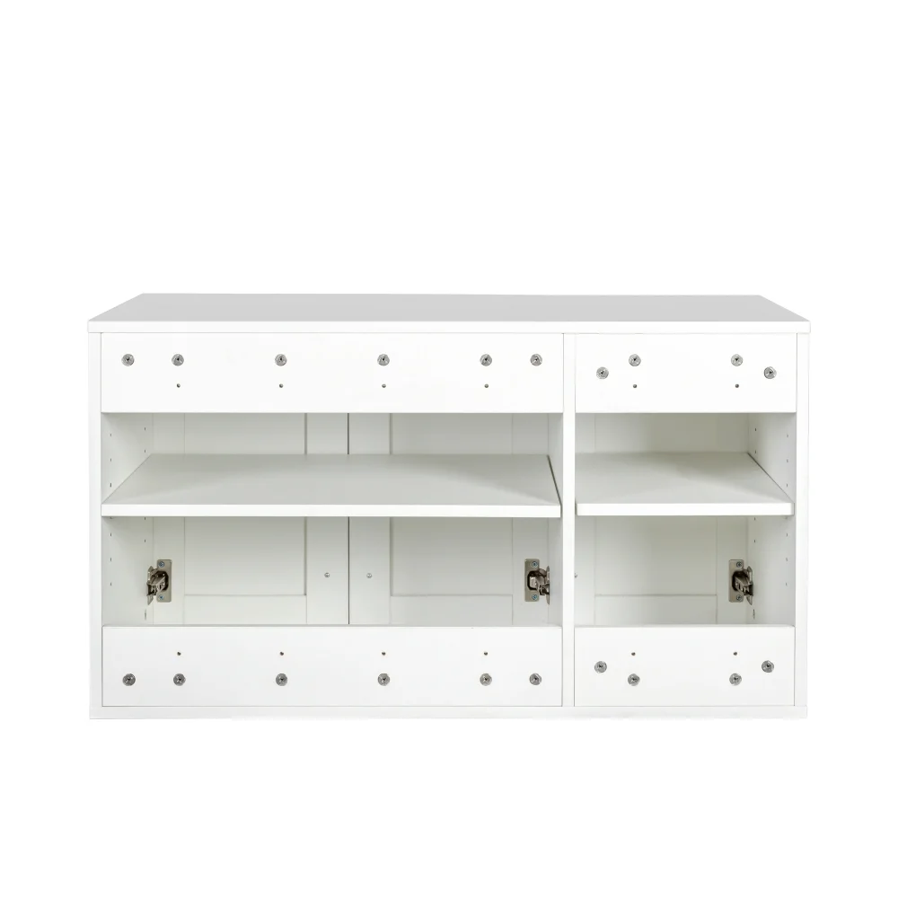 Stackable Wall Cabinet,Solid Wood Storage Cabinet with Adjustable Shelves and Doors,Console Table Side Table for Hallway,Sideboard Buffet Cupboard for Kitchen, 15.75" D x 15.75" W x 70.87" H, White - Image 16