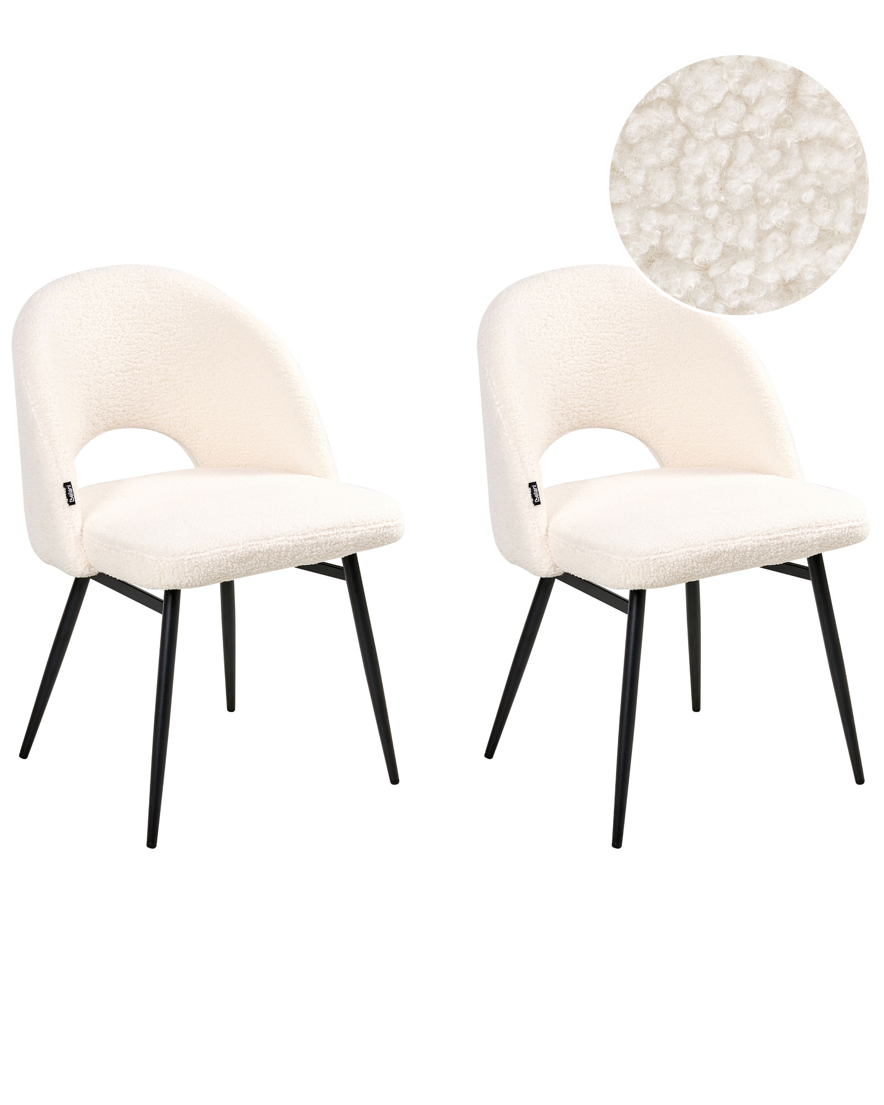 Set of 2 Dining Chairs ONAGA Boucle White
