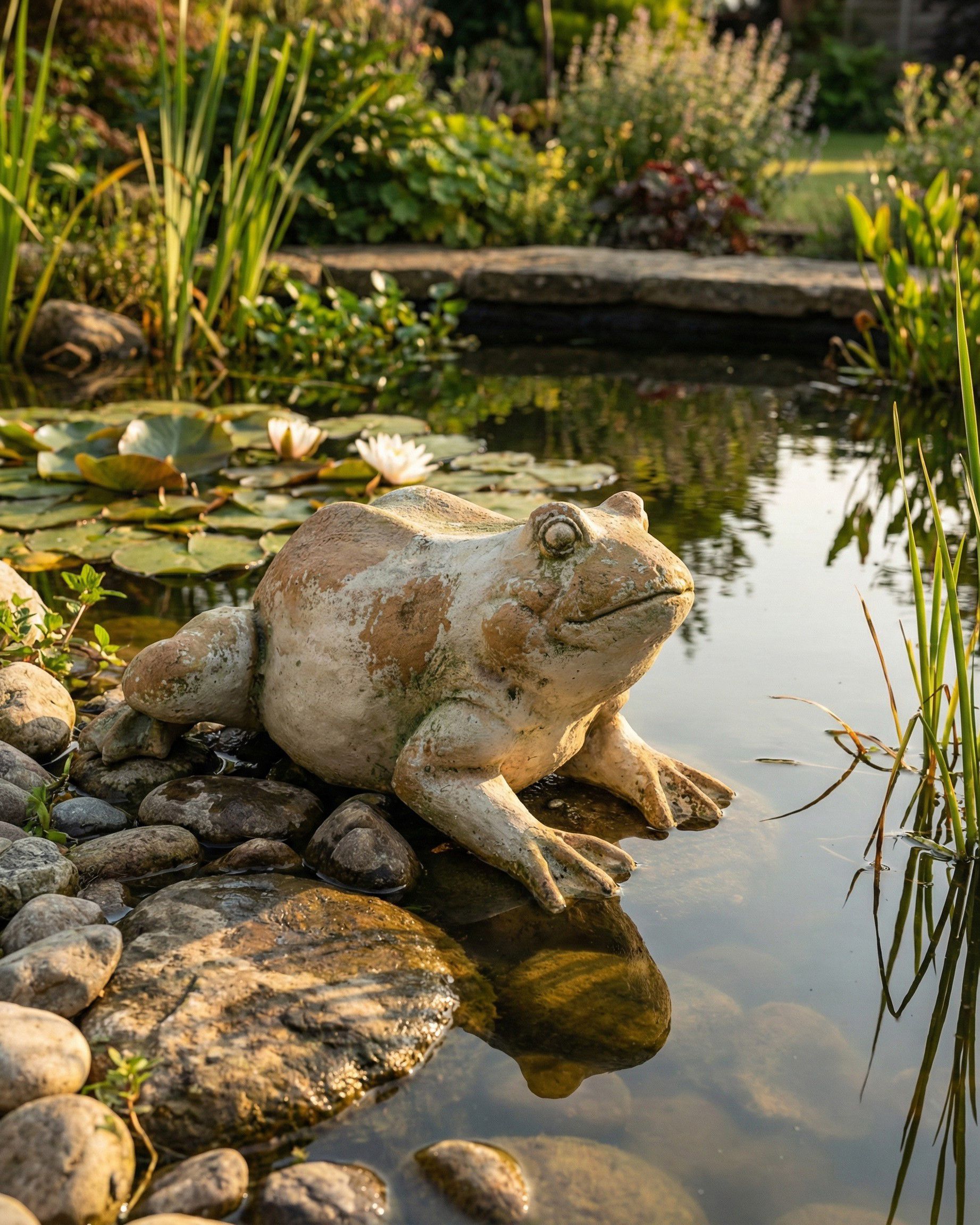 Garden Figurine CARAPELLE Frog Beige