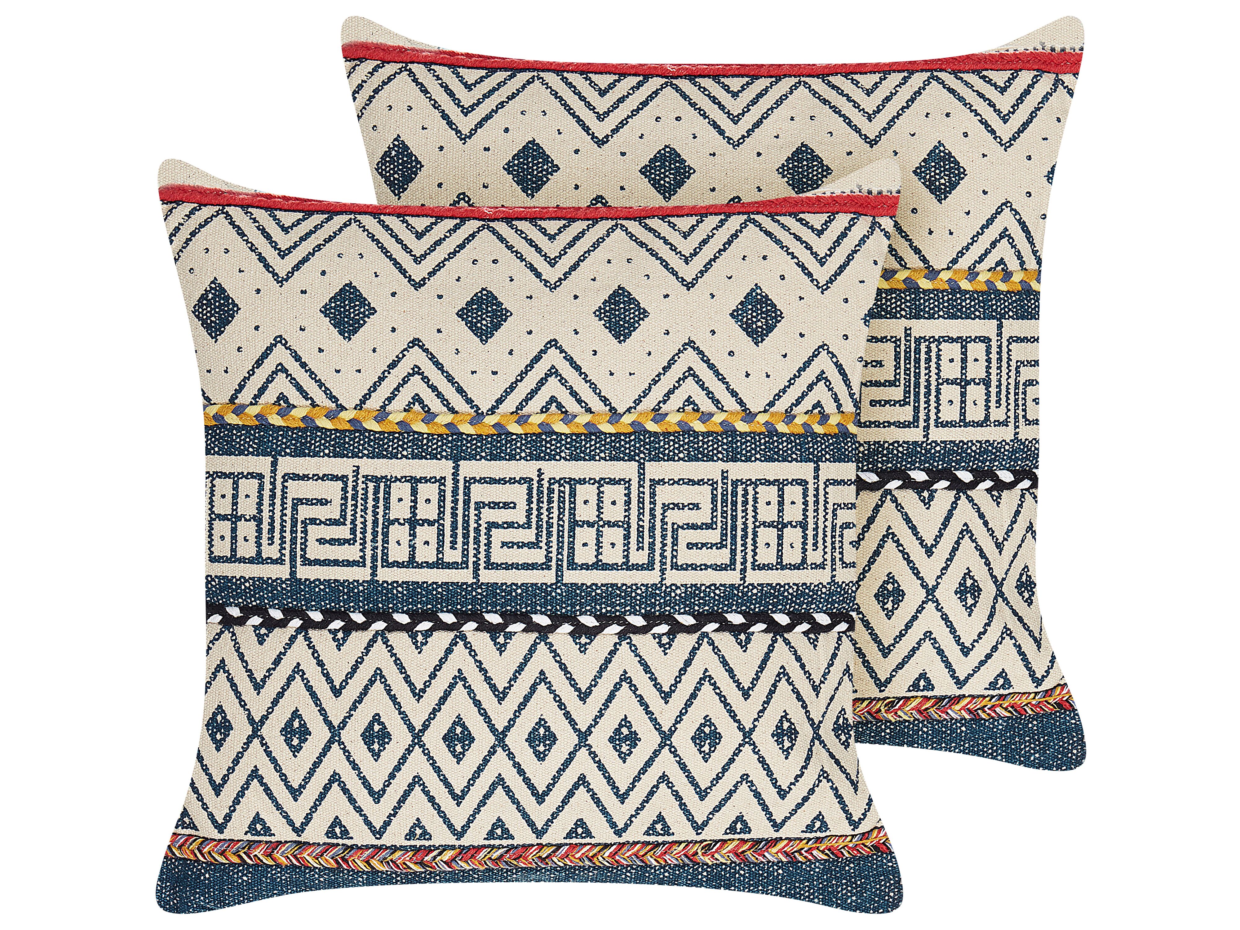 Set of 2 Decorative Cushions SOUK Cotton 50 x 50 cm Multicolour Geometric Pattern