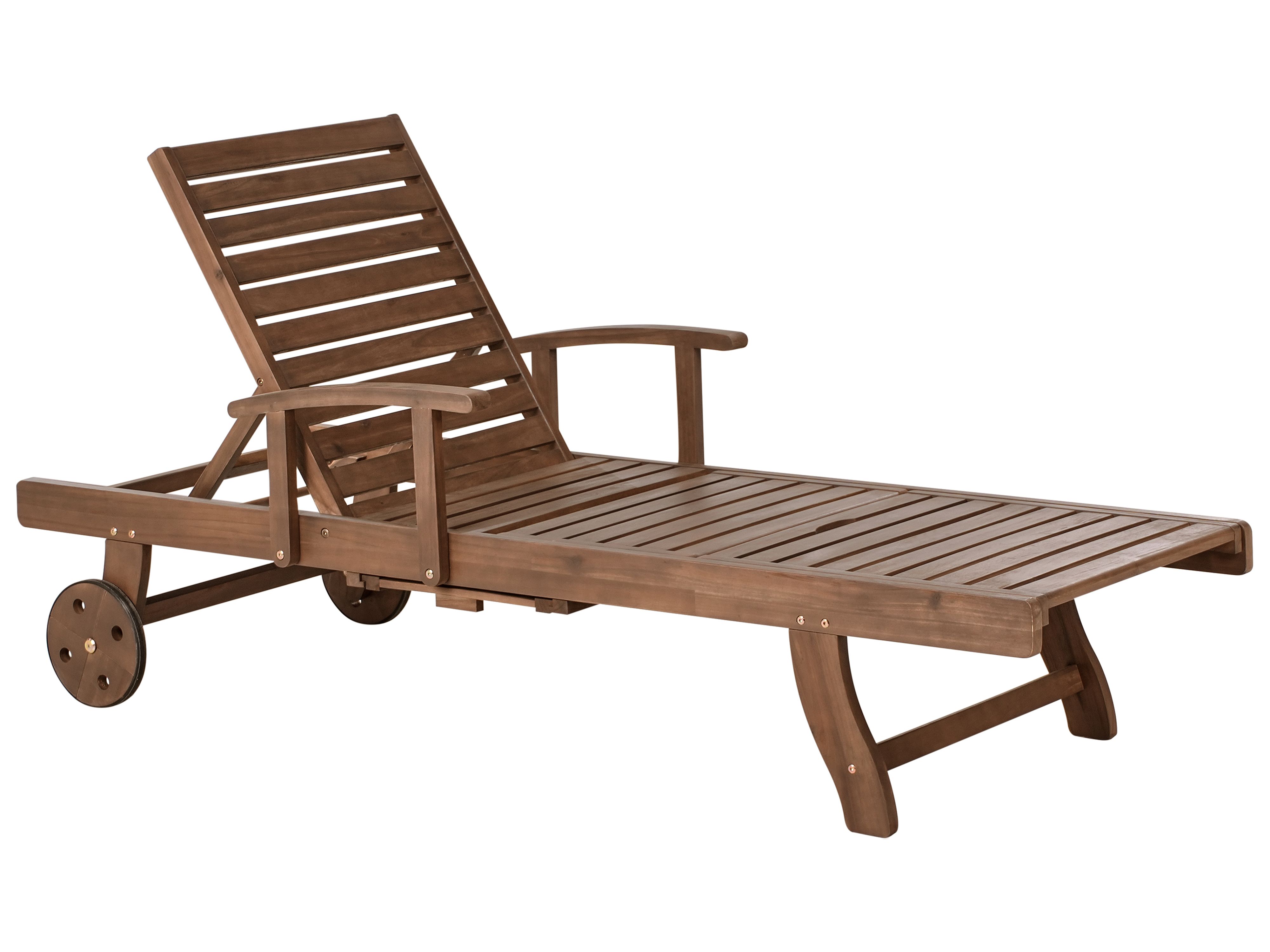 Sun Lounger AMANTEA Acacia Wood Dark Brown