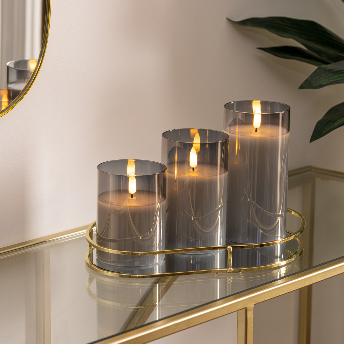 Set of 3 LED candles "Sena" Black, H.10/12/15 cm