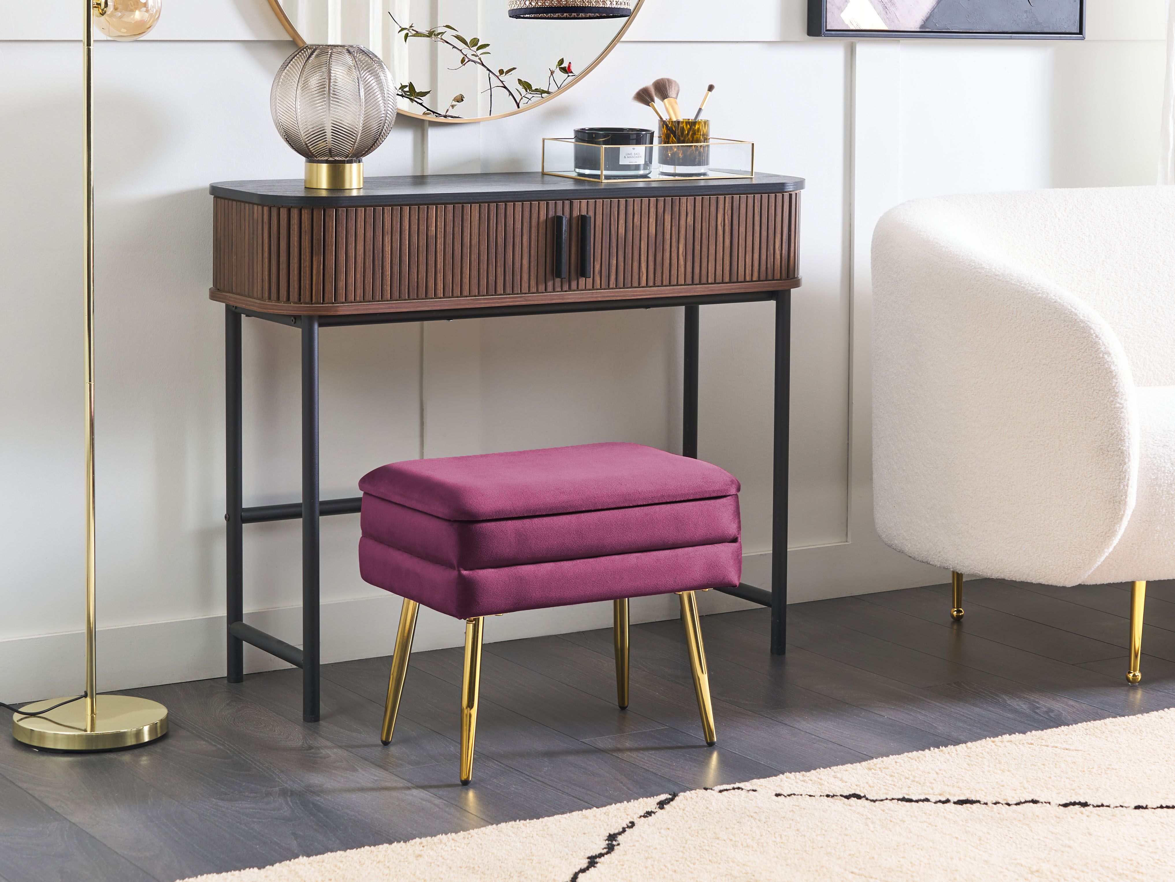 Upholstered Storage Bench ODESSA Velvet Burgundy