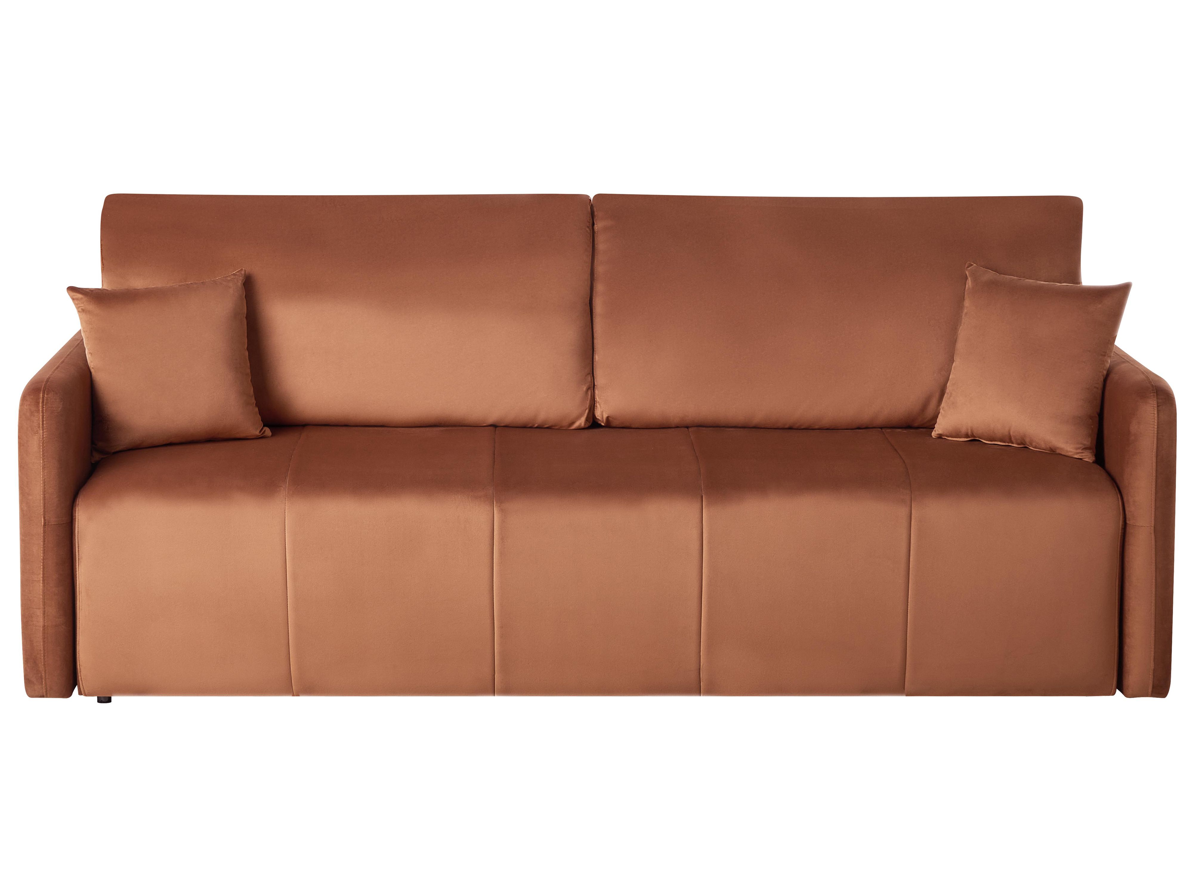 Sofa Bed 3 Seater EGGE Velvet Golden Brown