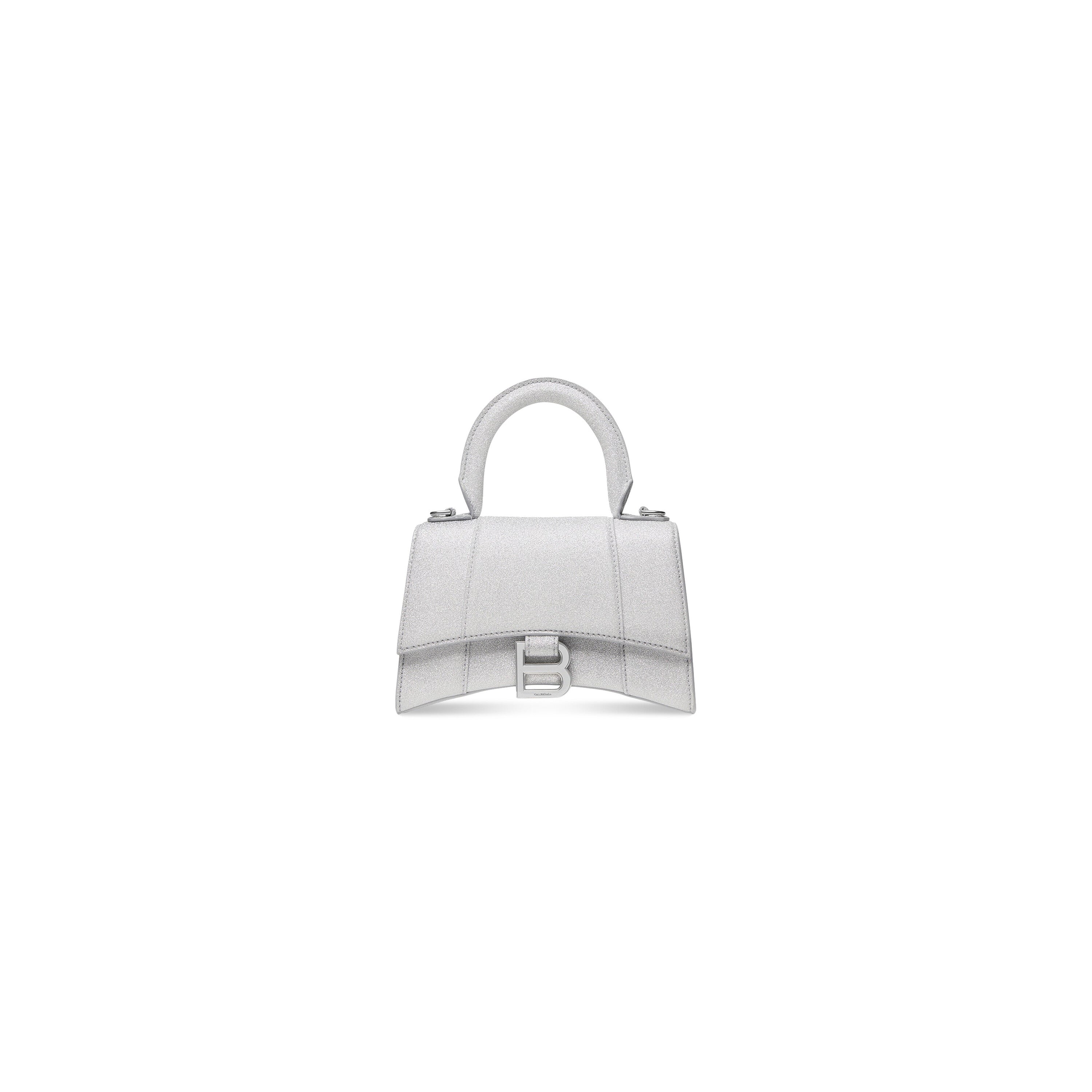 WOMEN'S HOURGLASS XS HANDBAG IN SPARKLING FABRIC IN SILVER - Replicaclubs