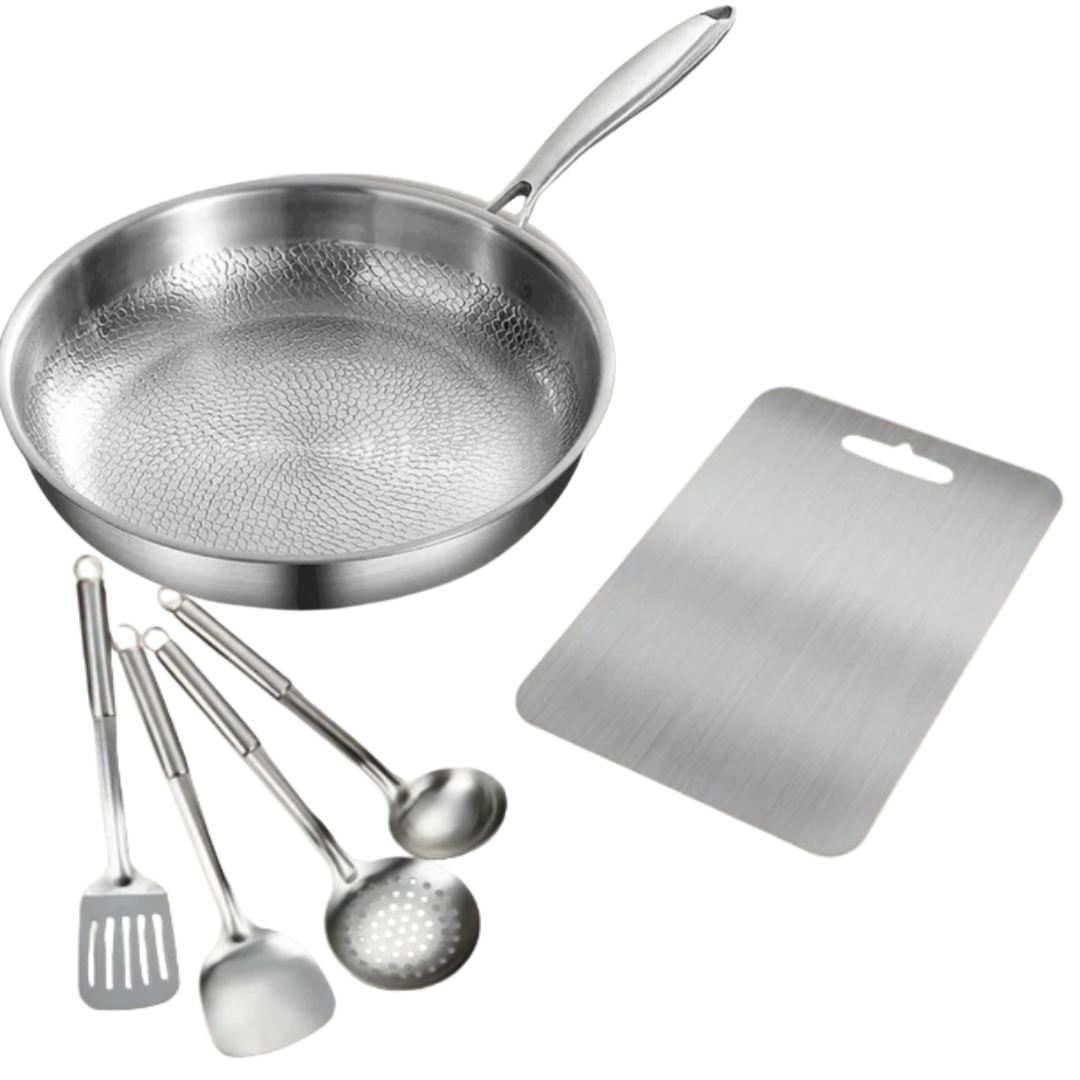 Duurzame Titanium Pannenset – PFAS-vrij, Lichtgewicht en Elegant Ontwerp voor Gezond Koken
