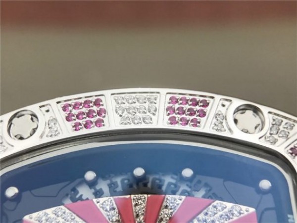 Replica Richard Mille RM 007 Lady SS Diamonds Black Inner Bezel White Rubber Strap 6T51 - Top club