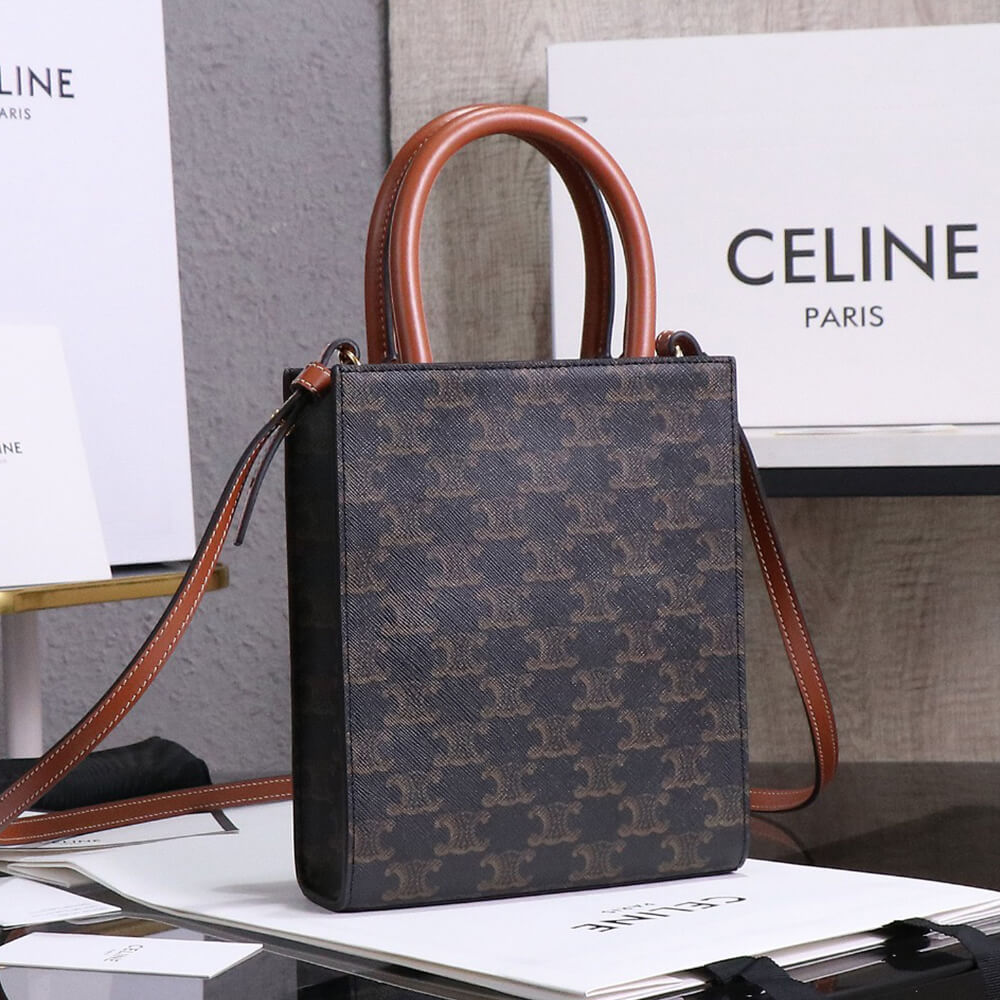 CELINE Mini Vertical Cabas IN Triomphe Canvas with Celine print1:1High-quality replica