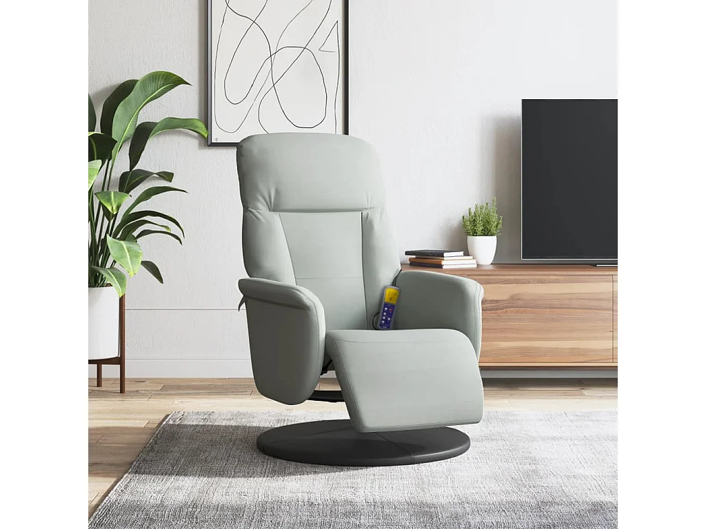 Fauteuil inclinable-Fauteuil salon de massage repose-pied gris clair velours SHL2212