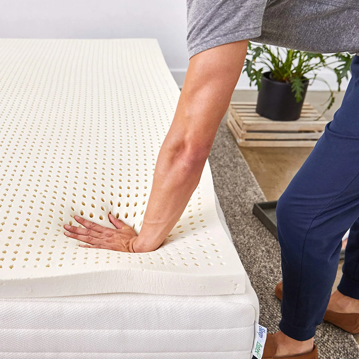 Pure Green Natural Latex Mattress Topper - Firm - 1 Inch - Twin Size (GOLS Certified Organic)