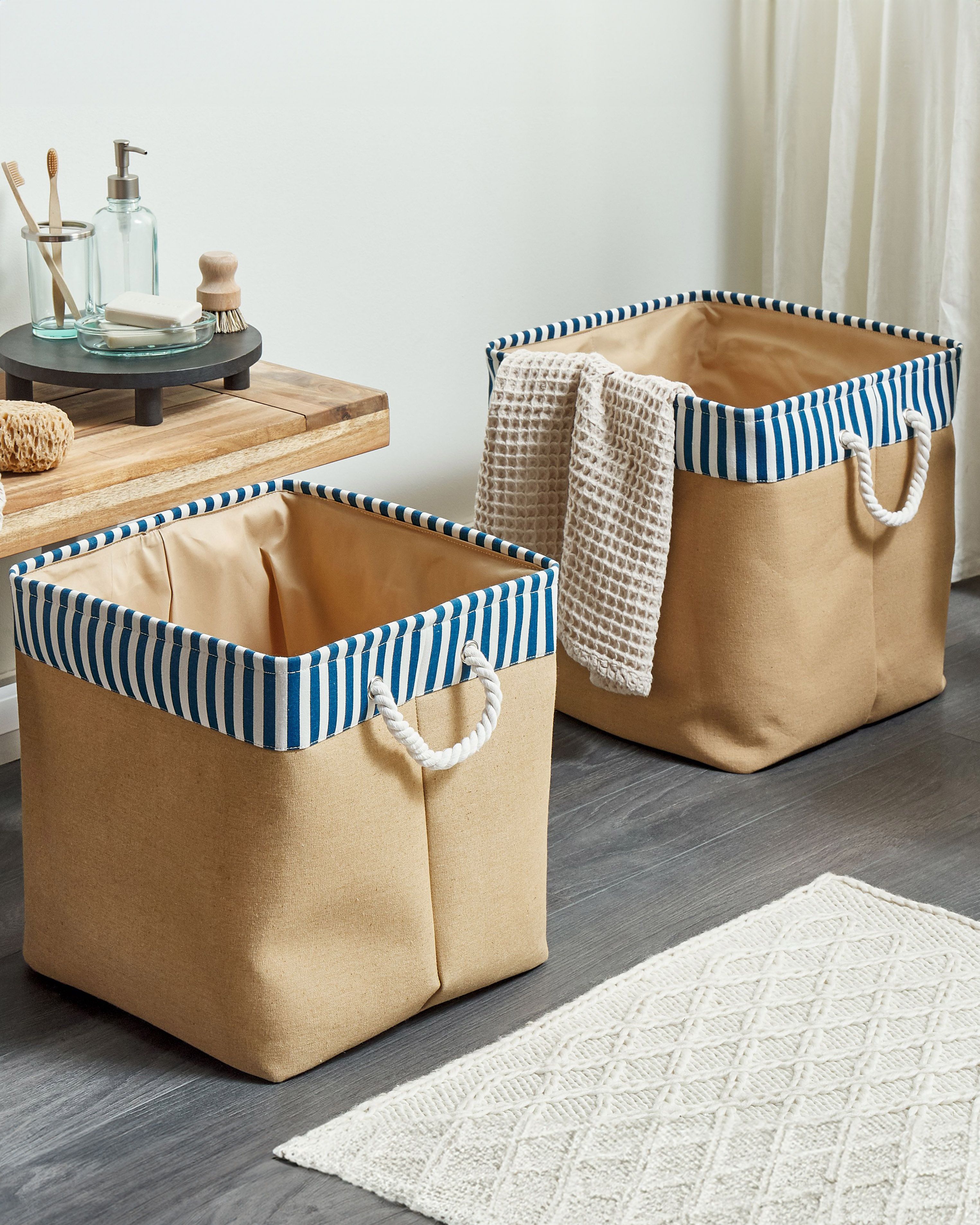 Set of 2 Baskets TUGUL Cotton Beige