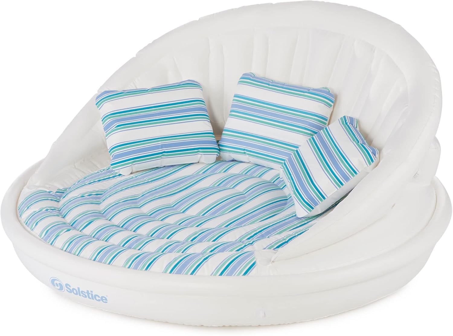Solstice Inflatable Pool Lounger Float for Relaxation – Raft for Group Pool, Beach & Lake Use, Aqua Sofa with Pillows, White