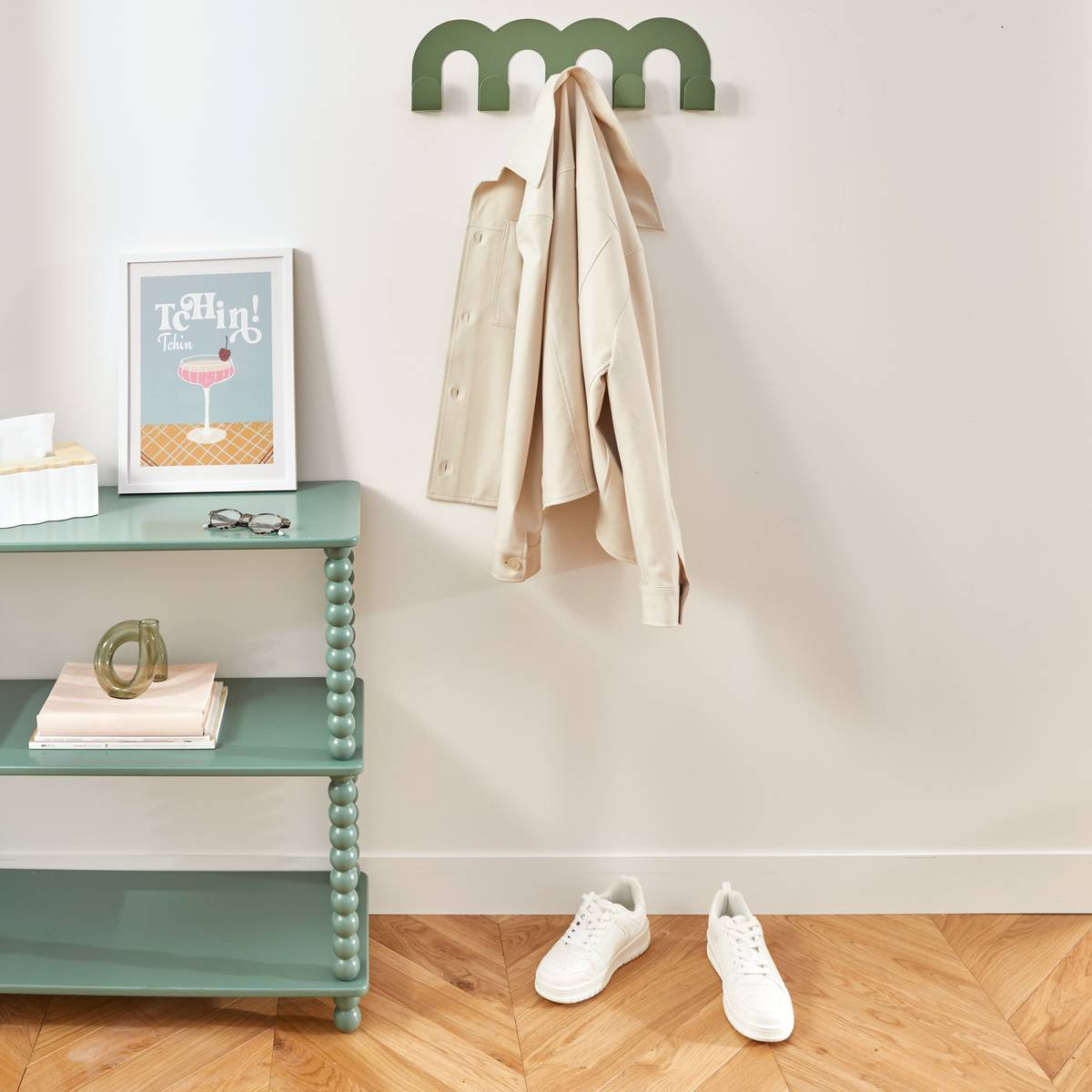 Coat Hook "Callista" Green, 5 hooks