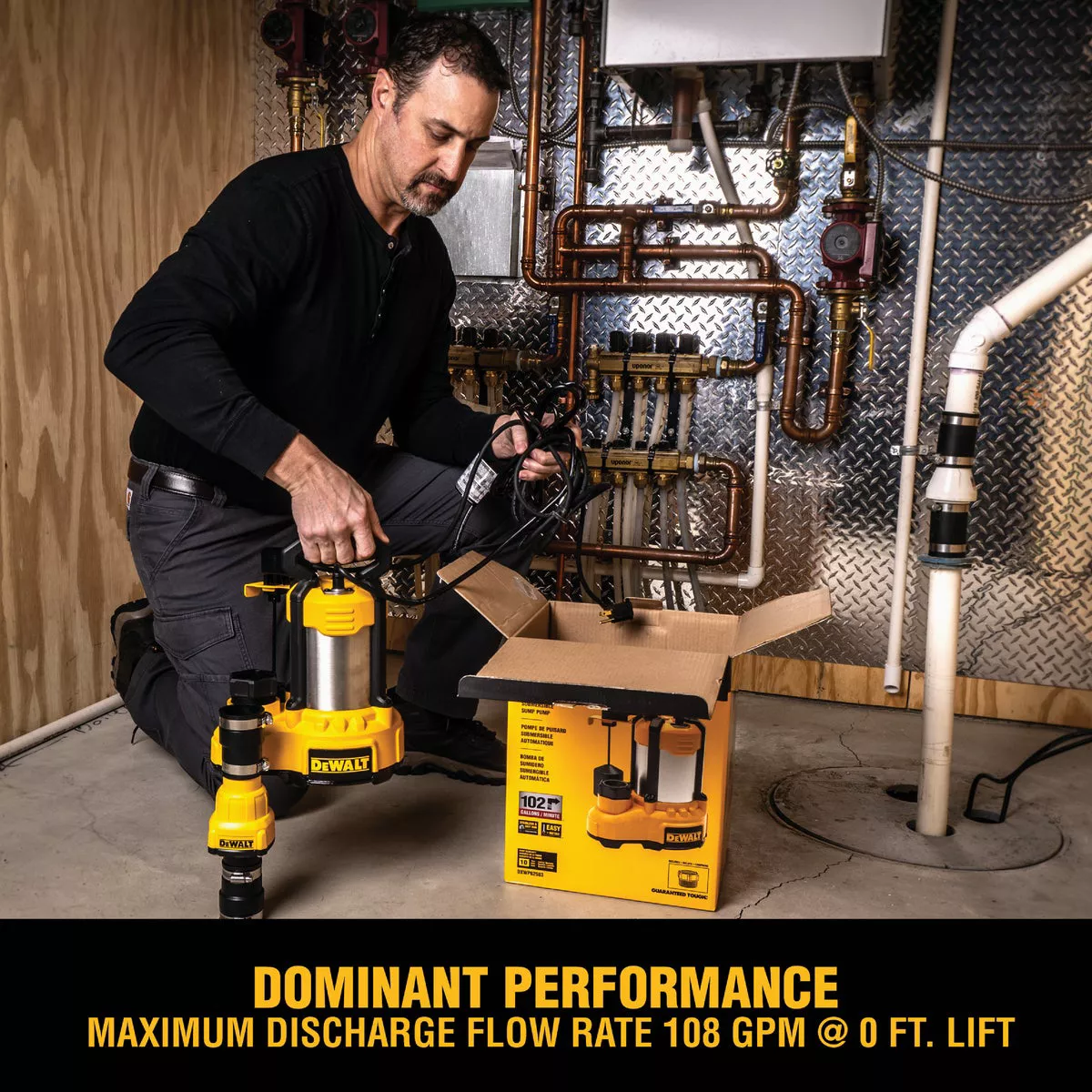 DEWALT 3/4 HP Stainless Steel/Cast Iron Submersible Sump Pump with Piggy-Back Vertical Float Switch