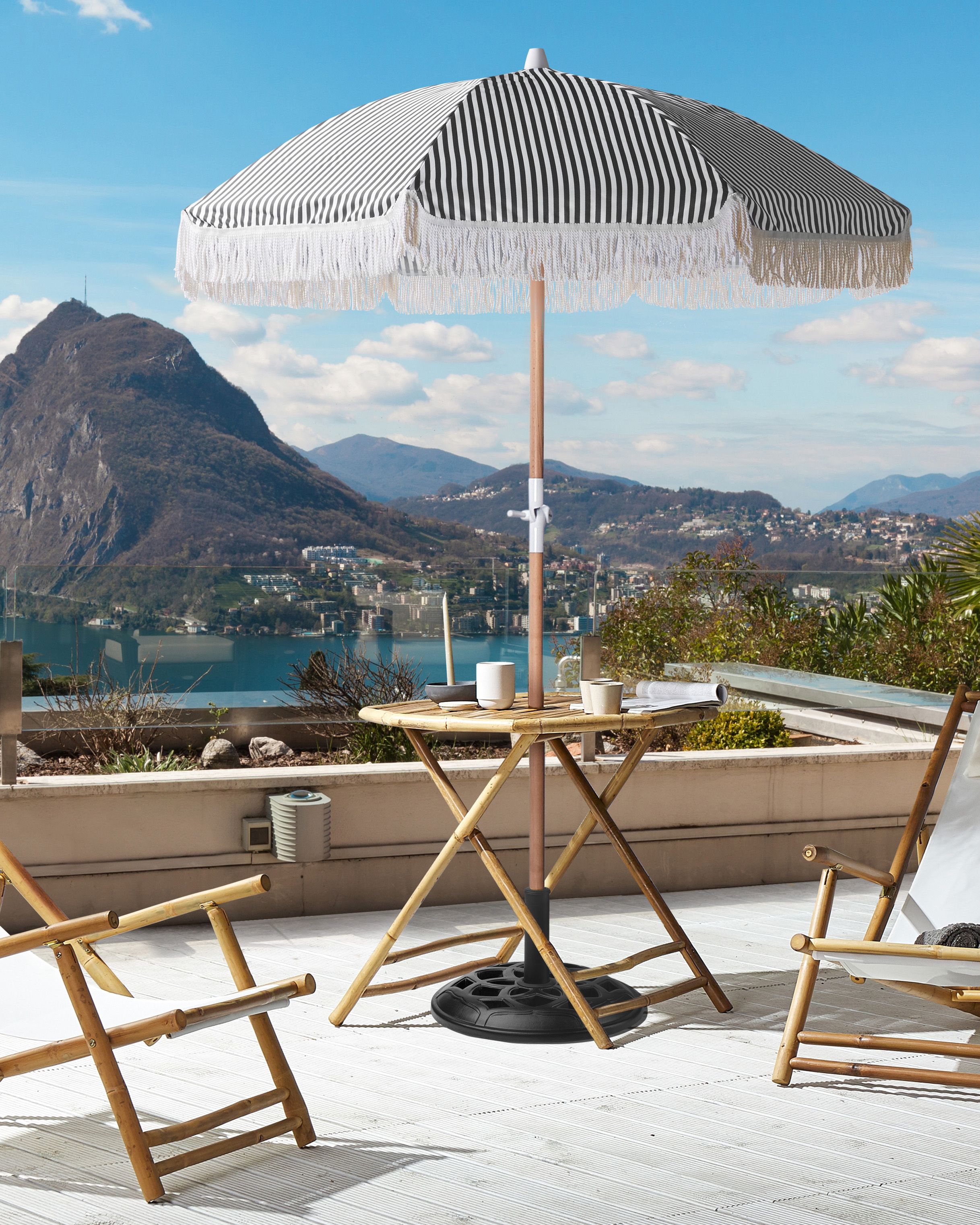 Patio Parasol 150 cm MONDELLO Black/ White