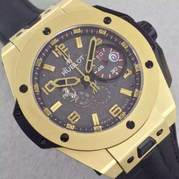 Replica Hublot Big Bang Ferrari Limited Edition YG Black Dial Black Rubber Strap A7753 - Top club