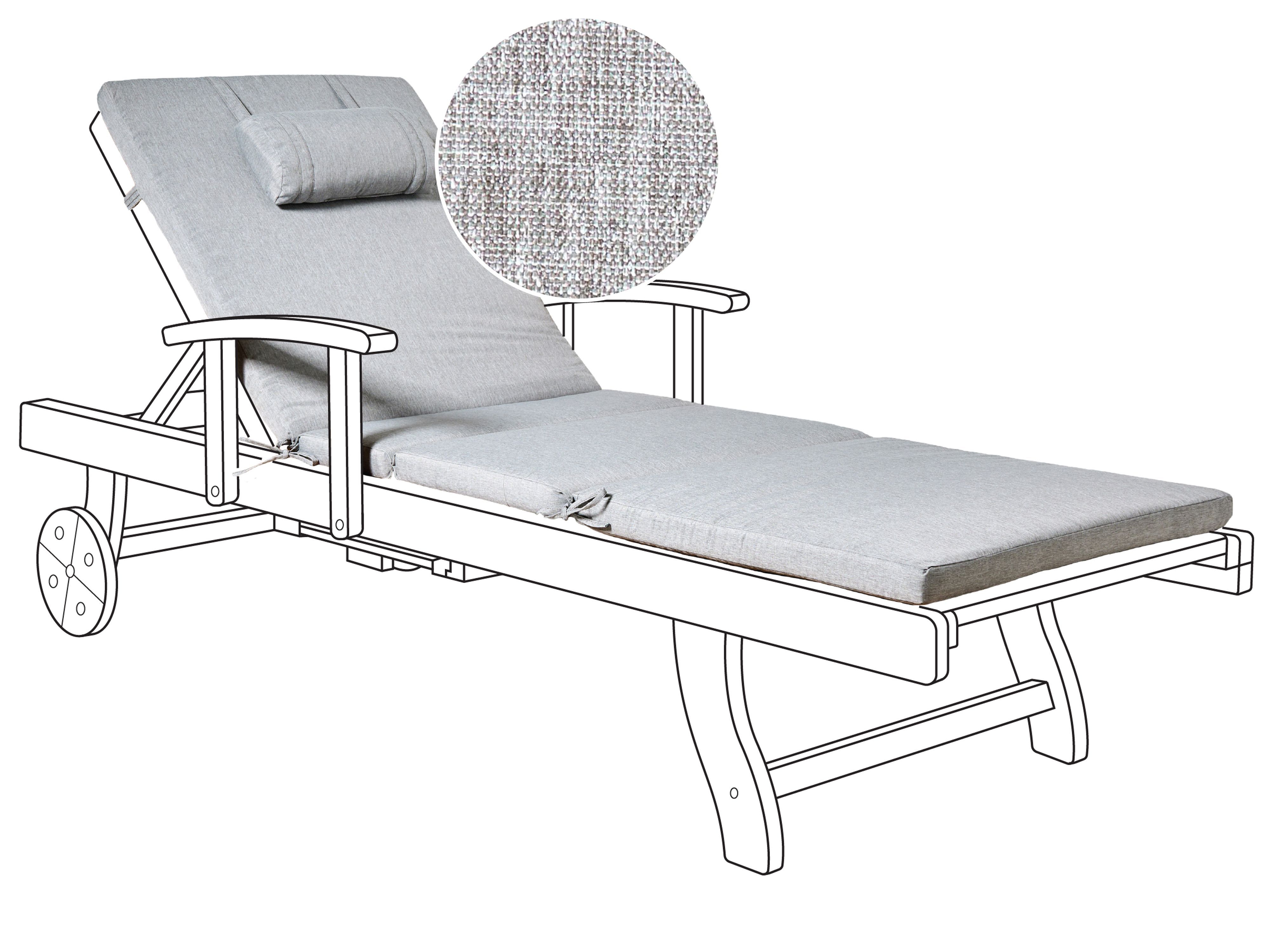 Sun Lounger Pad Cushion TOSCANA/JAVA/AMANTEA PREMIUM 189 x 58 cm Grey Melange