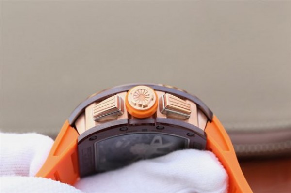 Replica Richard Mille RM011 Felipe Massa RG Chrono Brown Skeleton Dial Orange Rubber Strap A7750 - Top club